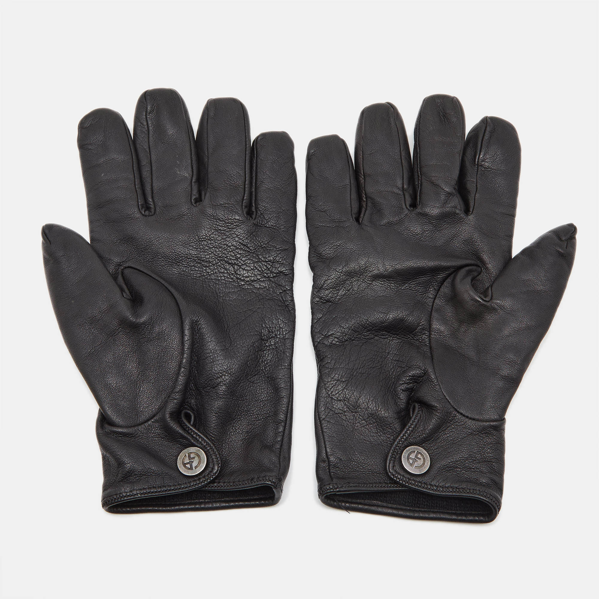 Pre-owned Giorgio Armani Black Leather Golves
