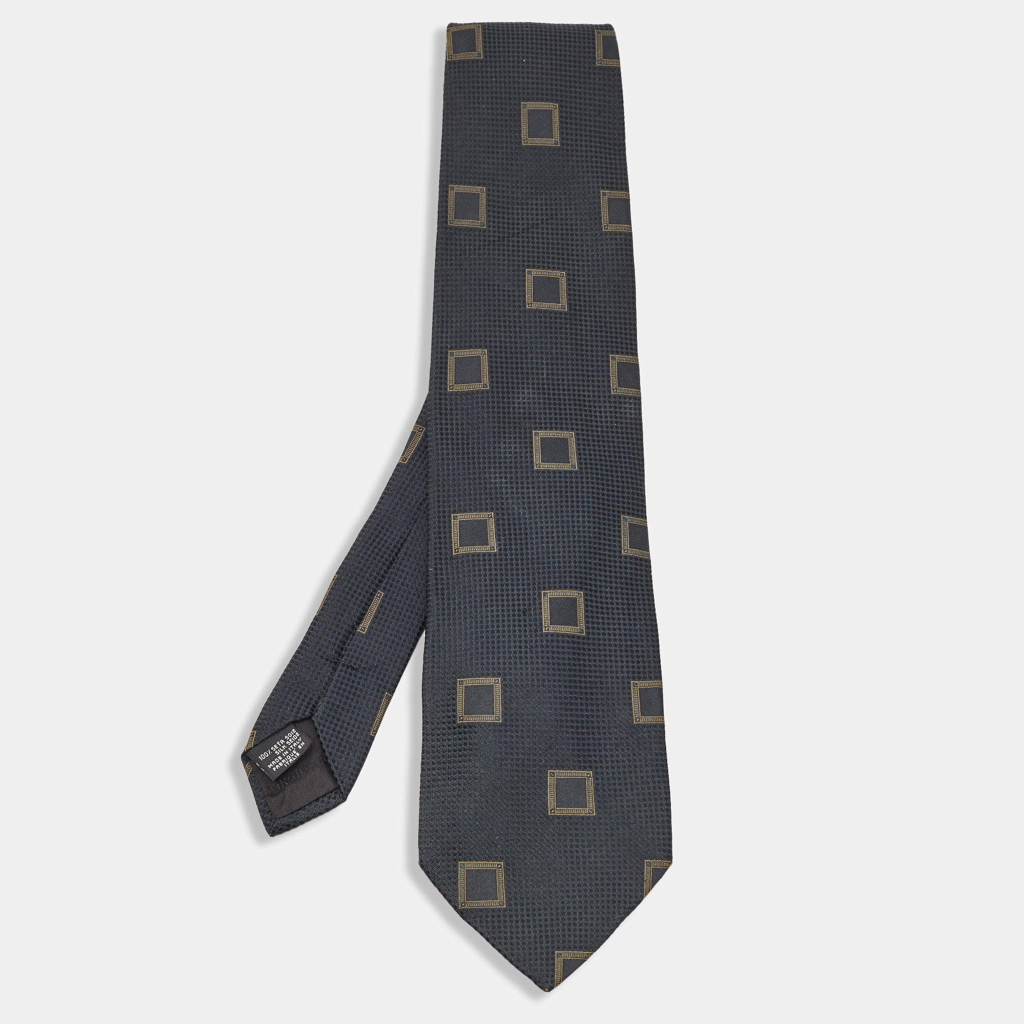 Pre-owned Giorgio Armani Vintage Blue Jacquard Silk Traditional Tie