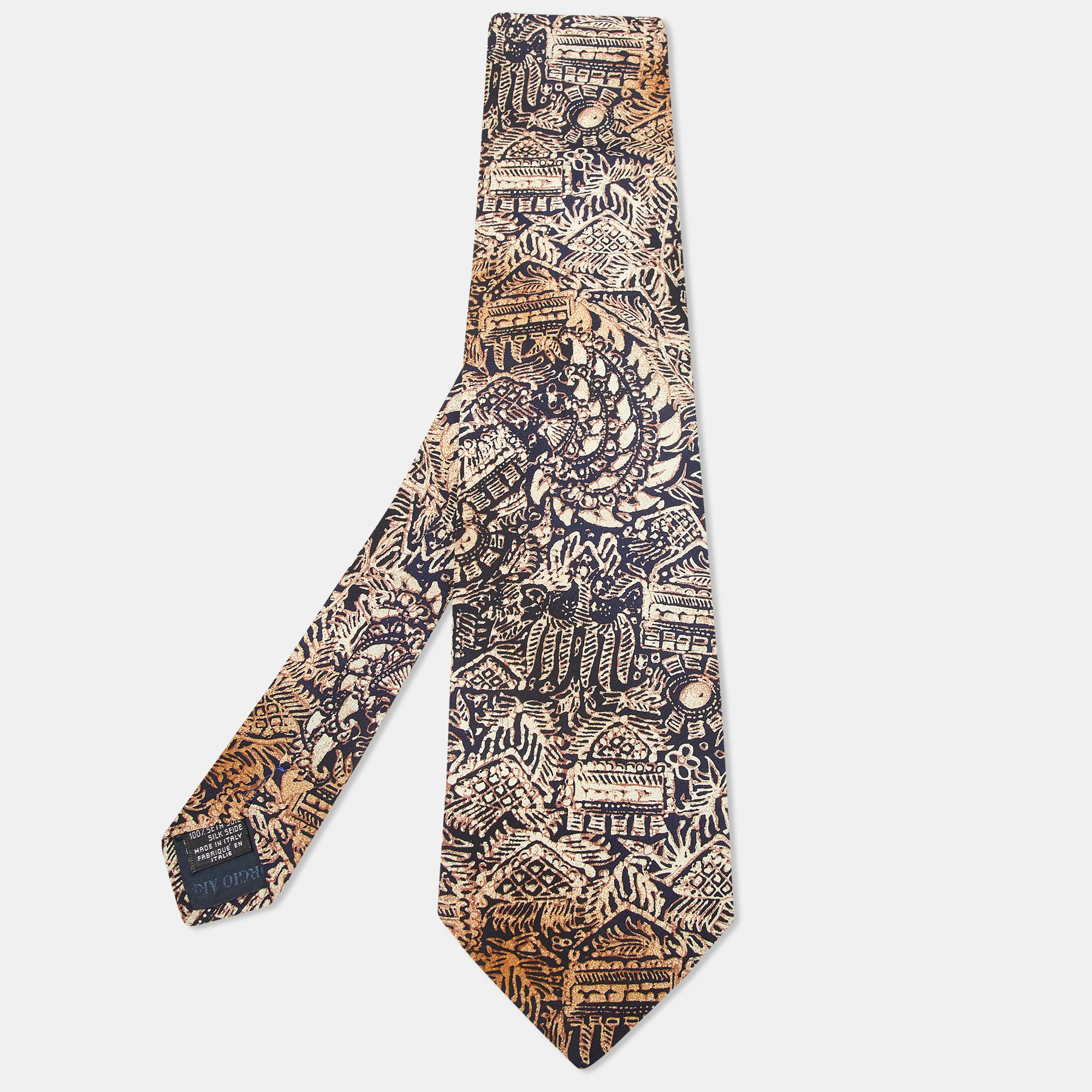 

Giorgio Armani Vintage Black Printed Silk Traditional Tie