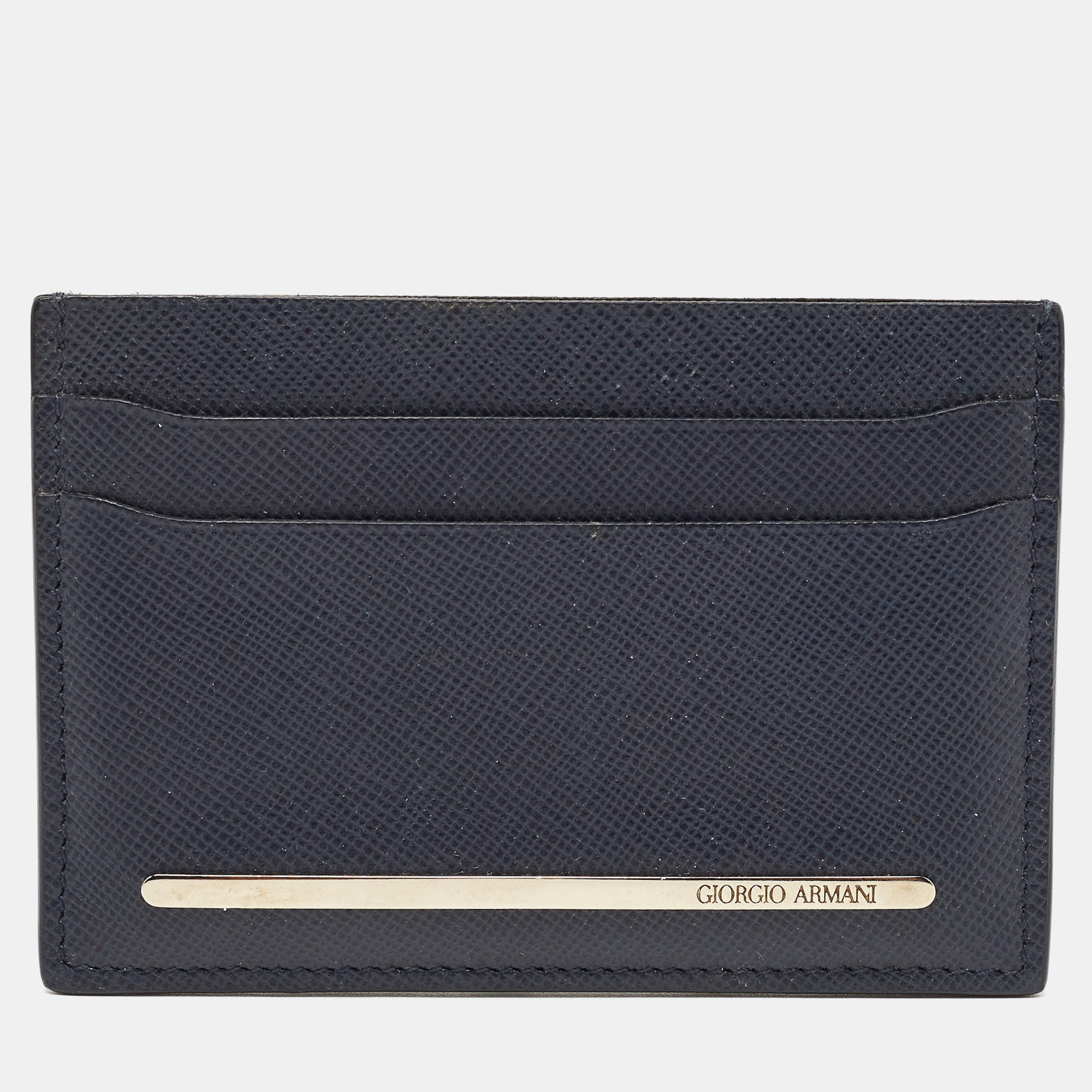 Pre-owned Giorgio Armani Navy Blue Leather Card Holder