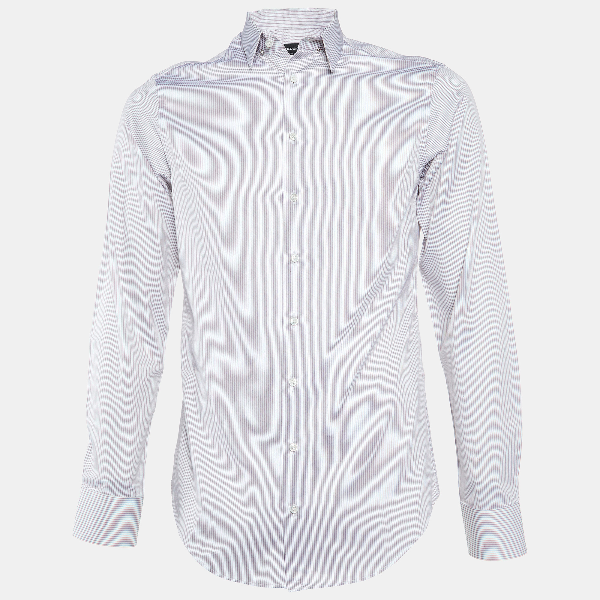 

Giorgio Armani White Striped Cotton Long Sleeve Shirt S