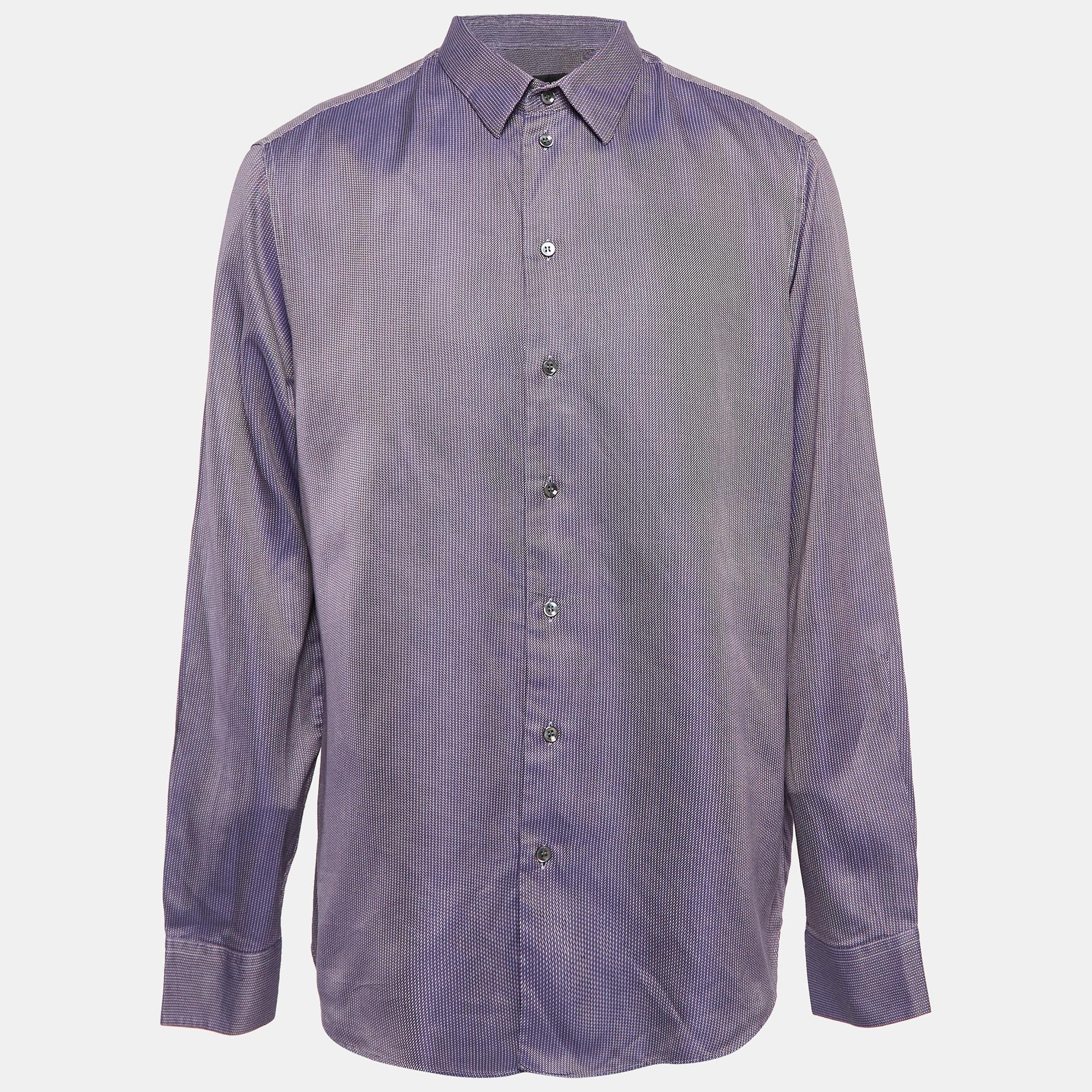 

Giorgio Armani Purple Pattern Cotton Button Up Shirt XXXL