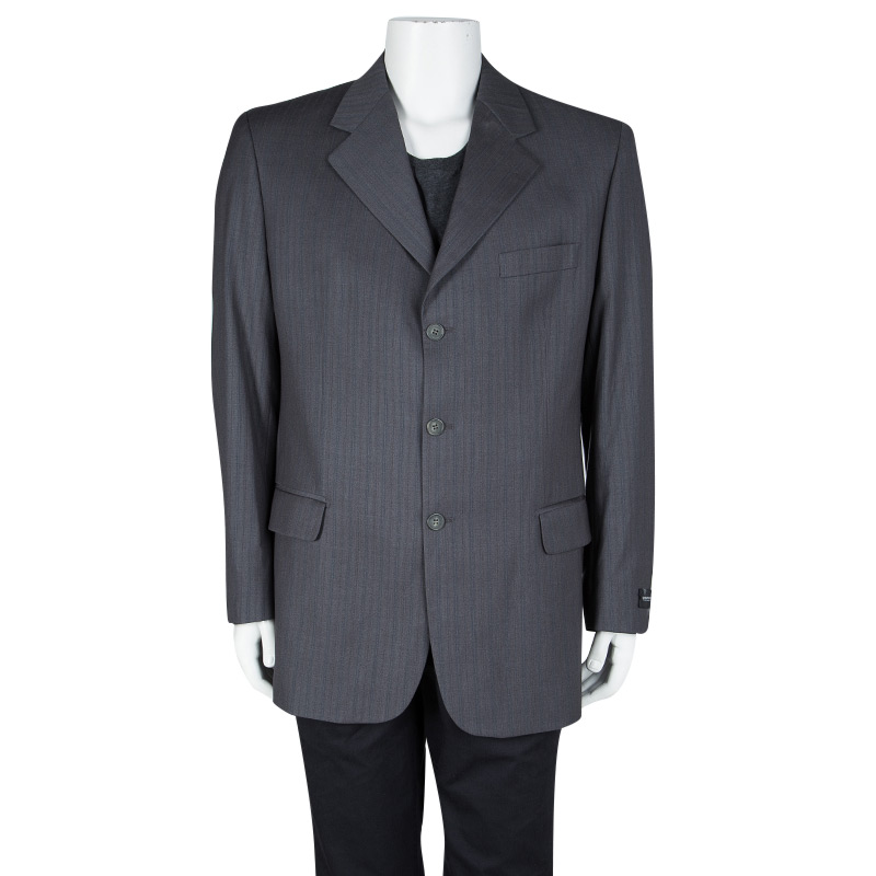 Giorgio Armani Super 150 S Vitale Barberis Canonico Grey Pinstriped Blazer Xxl Giorgio Armani Tlc