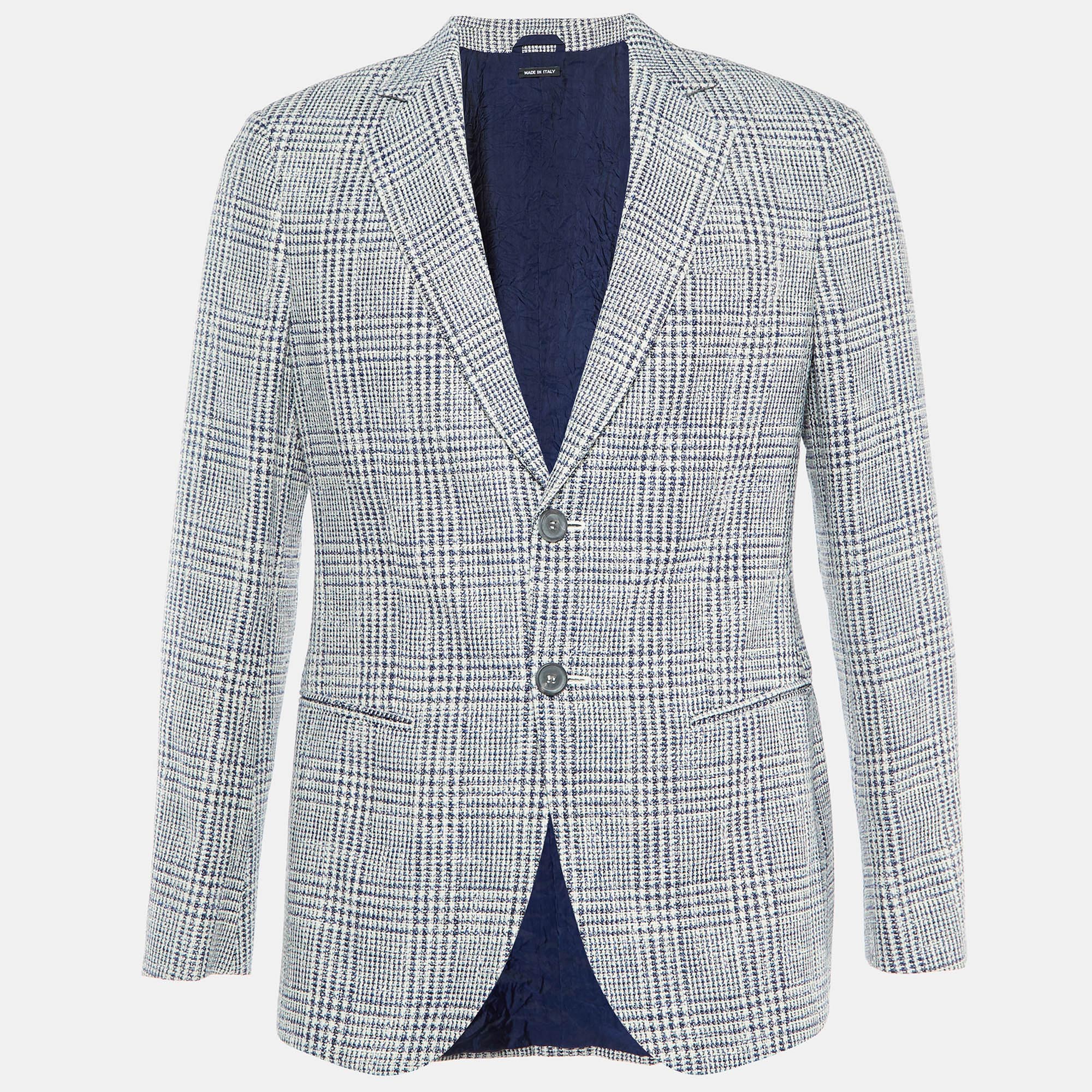 

Giorgio Armani Blue/White Plaid Wool Blend George Single Breasted Blazer M