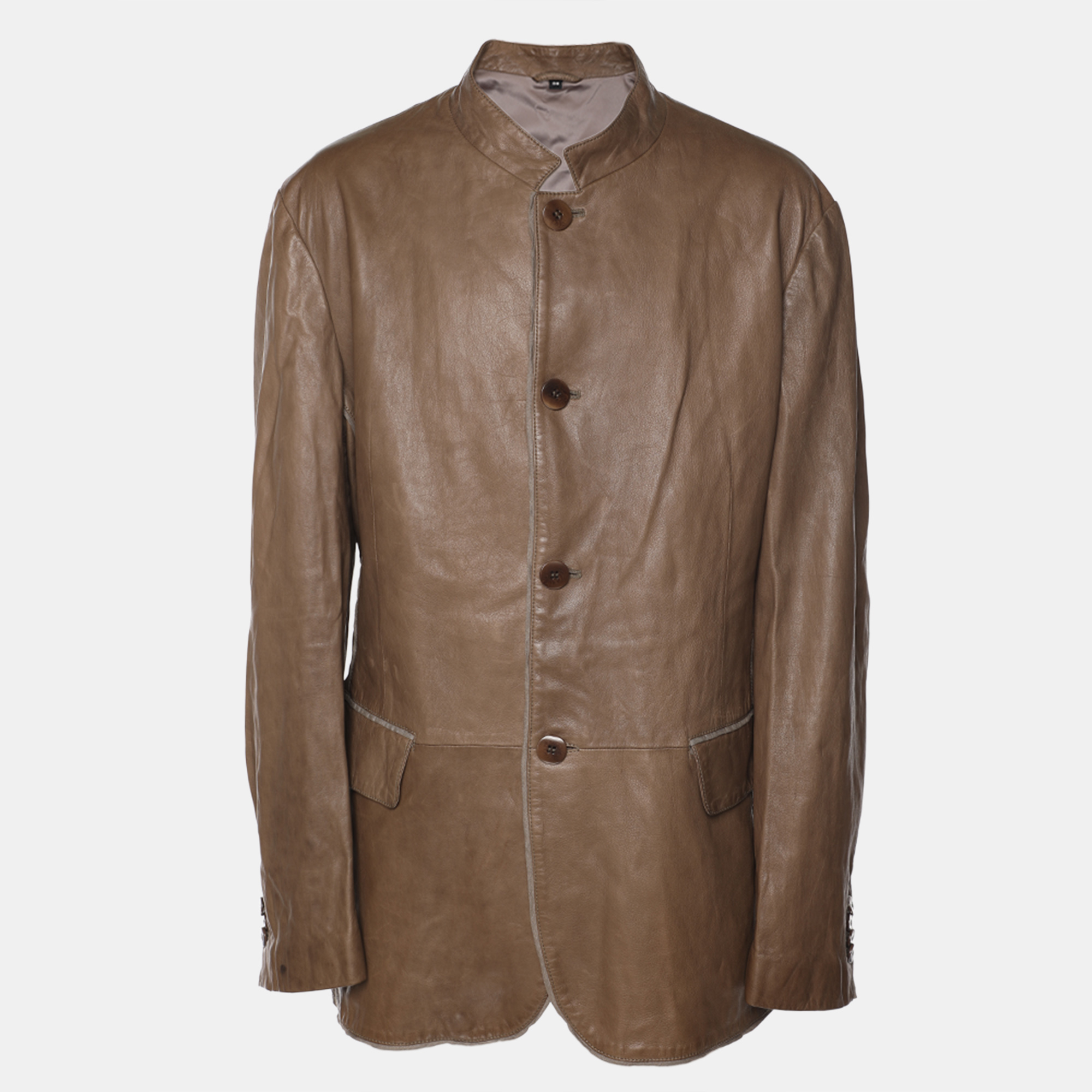 

Giorgio Armani Khaki Leather Jacket XXXL, Brown