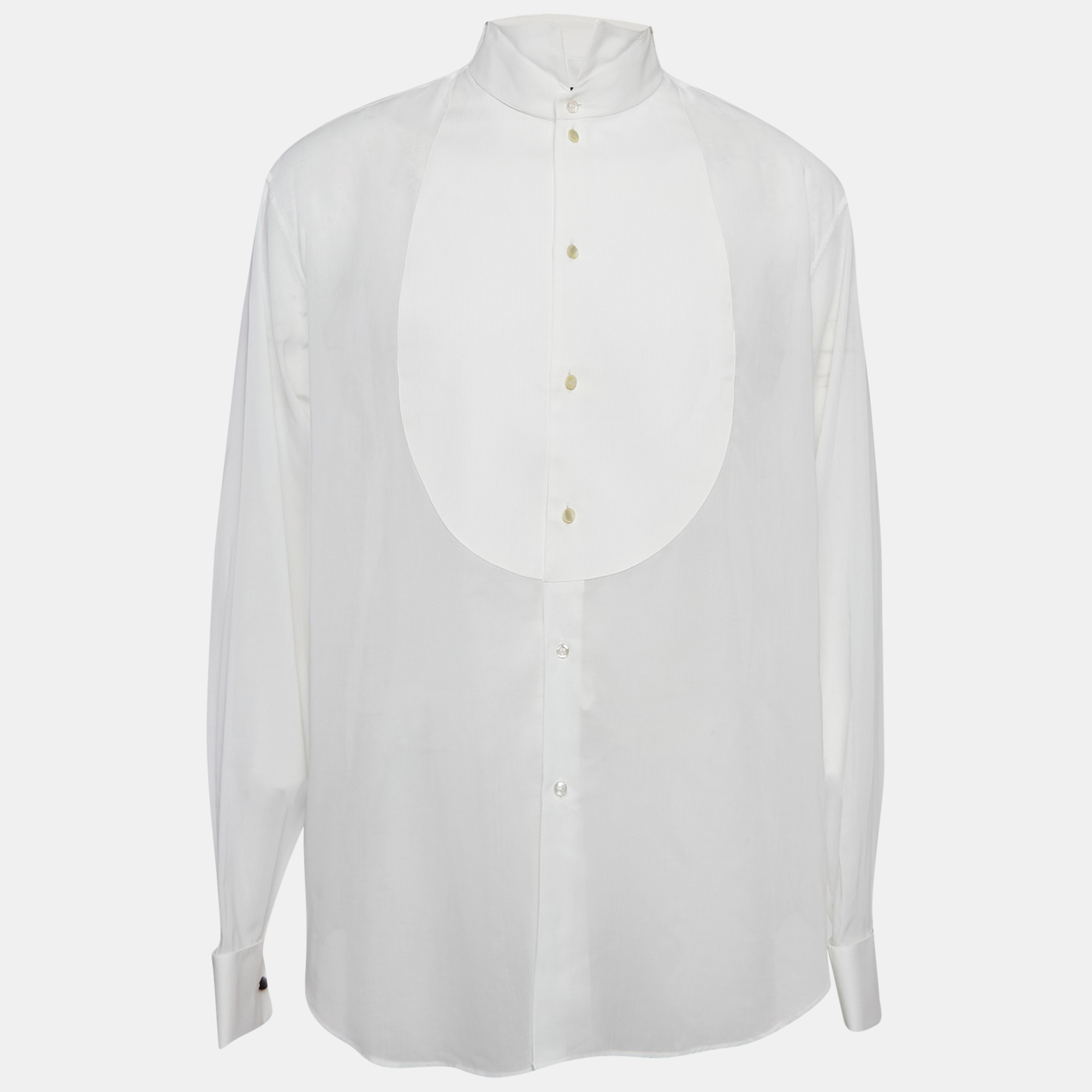 

Giorgio Armani White Sheer Cotton Tuxedo Shirt XXXL