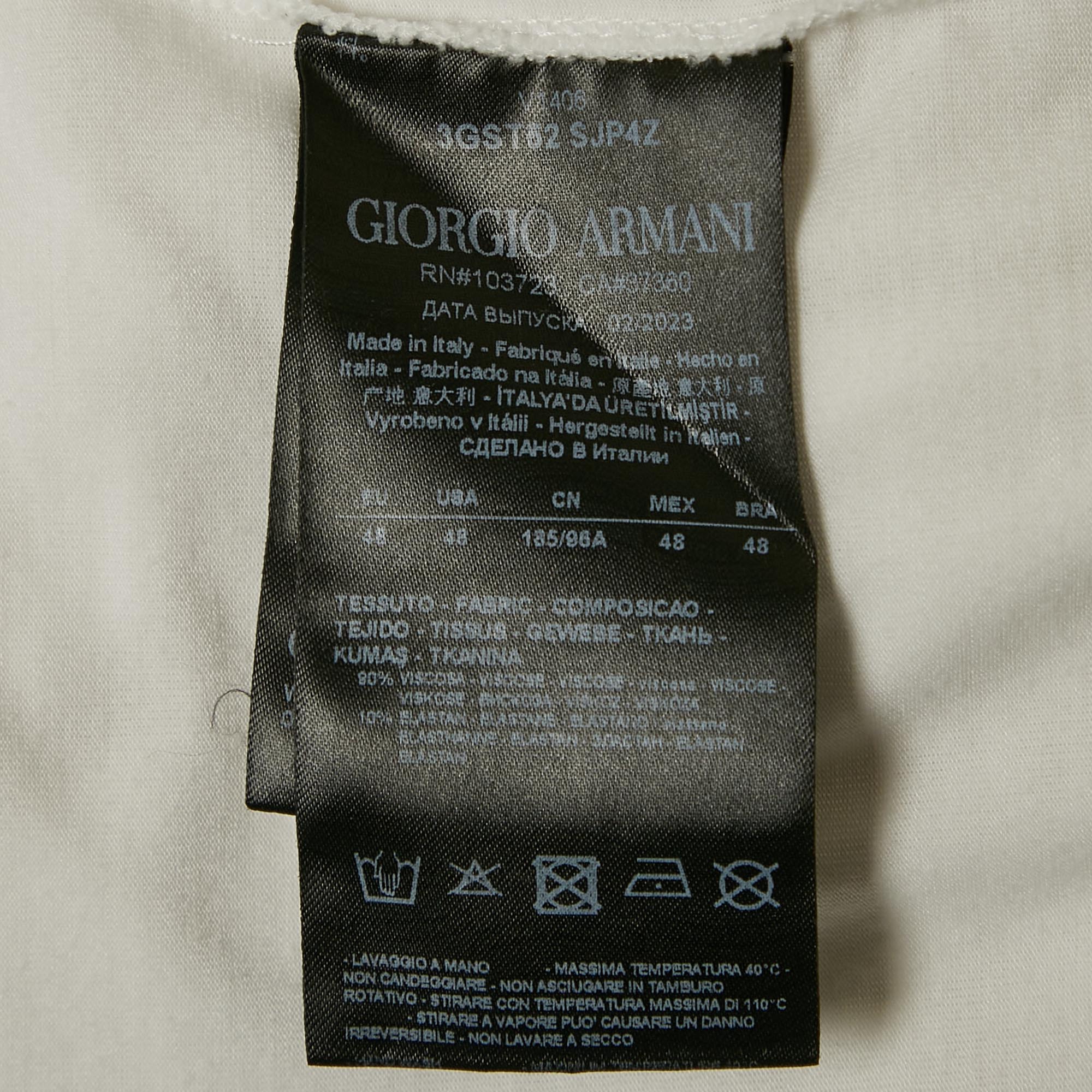 Giorgio Armani White Jersey Round Neck T-Shirt M 