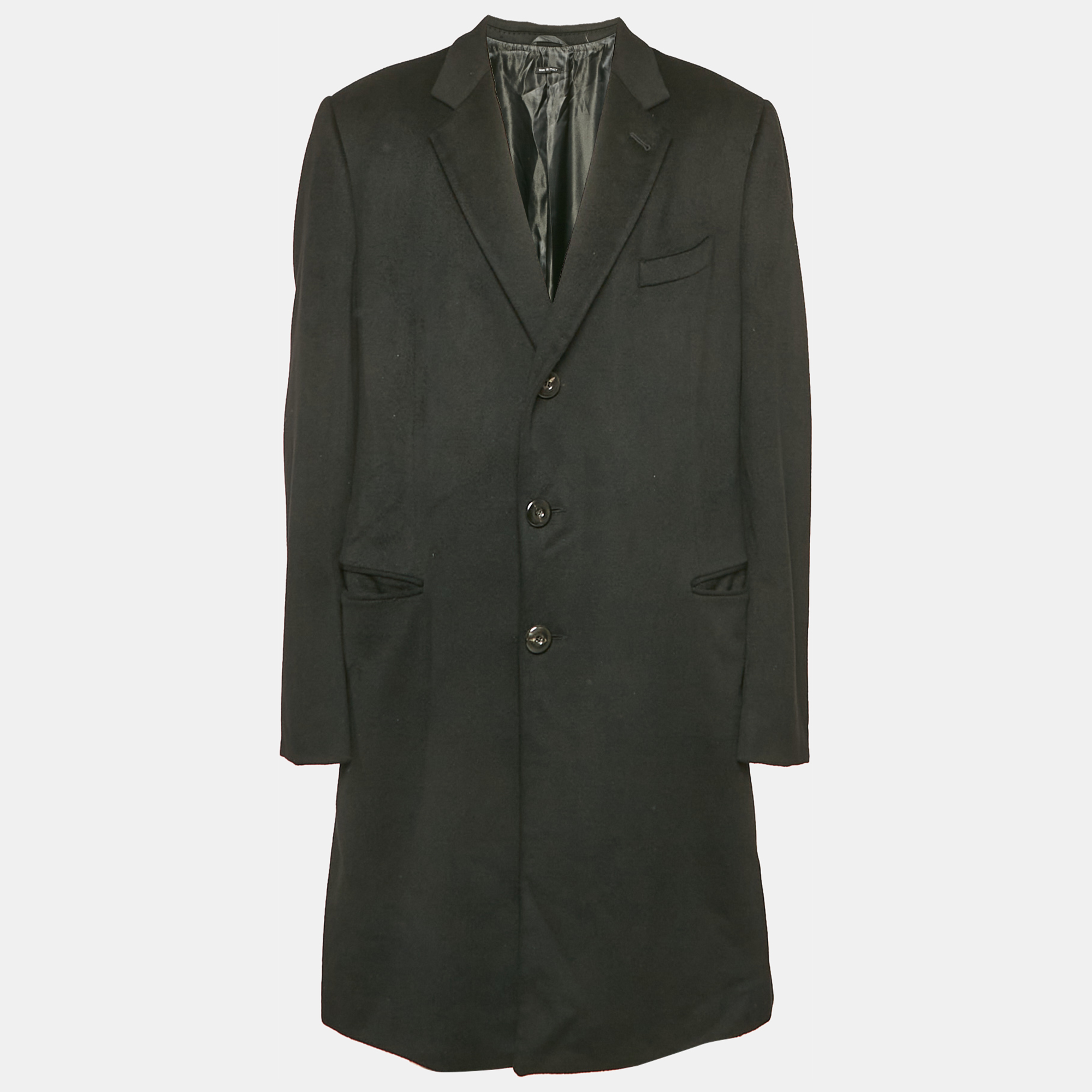 

Giorgio Armani Black Felt Wool Single Breasted Coat XXXL