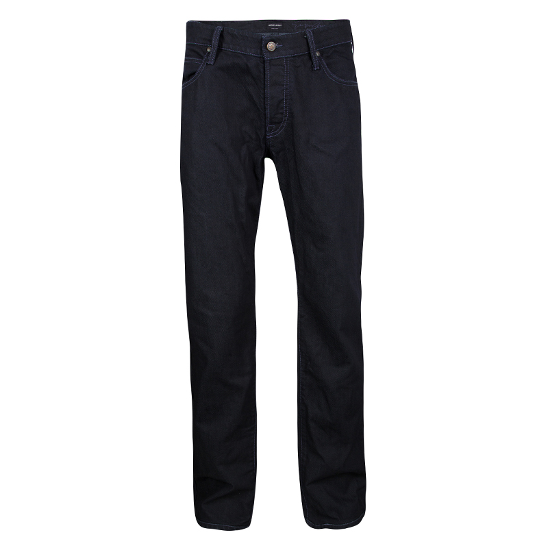 Pre Owned Giorgio Armani Indigo Dark Wash Denim Straight Fit Jeans XL