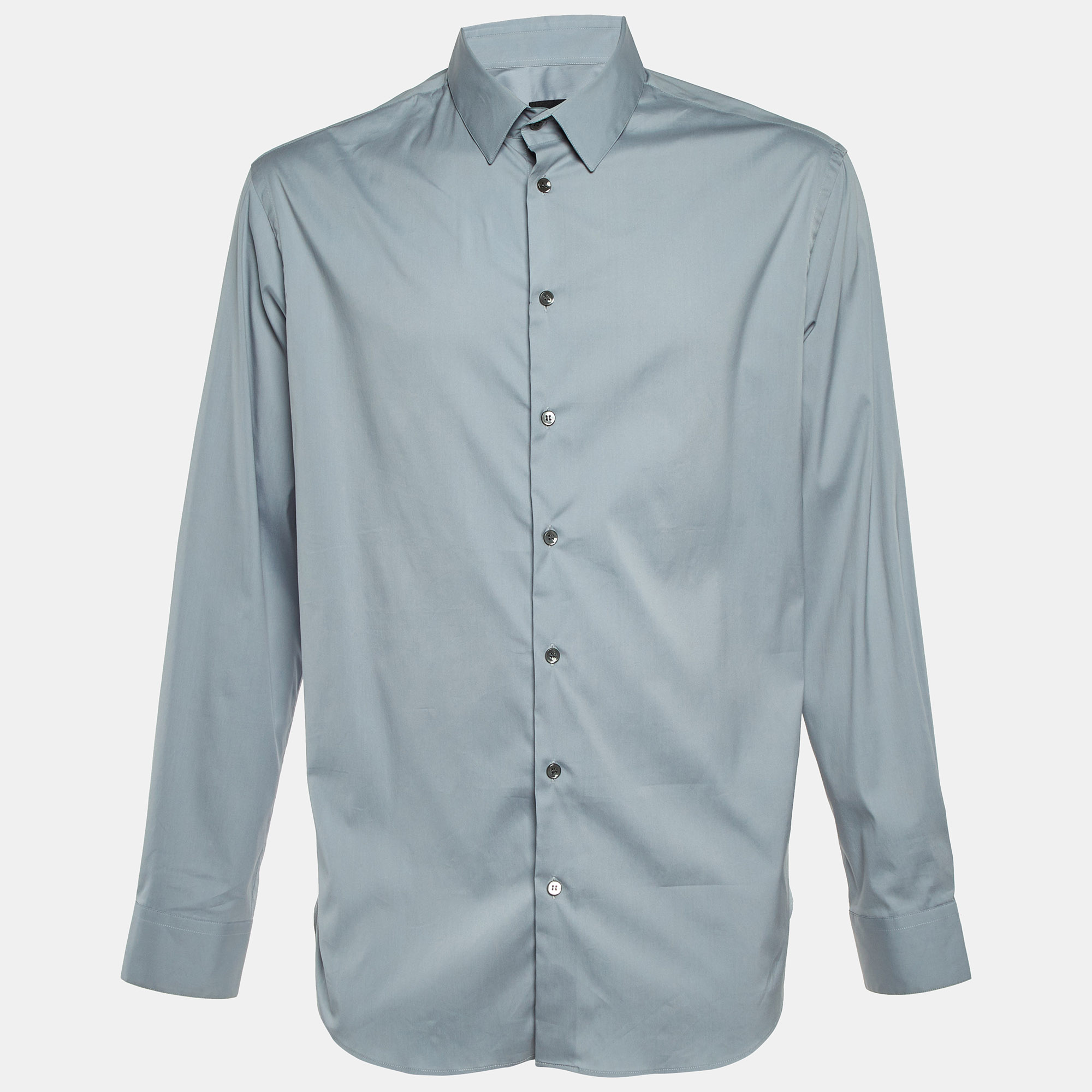 

Giorgio Armani Grey Cotton Button Front Long Sleeve Shirt XXL, Blue