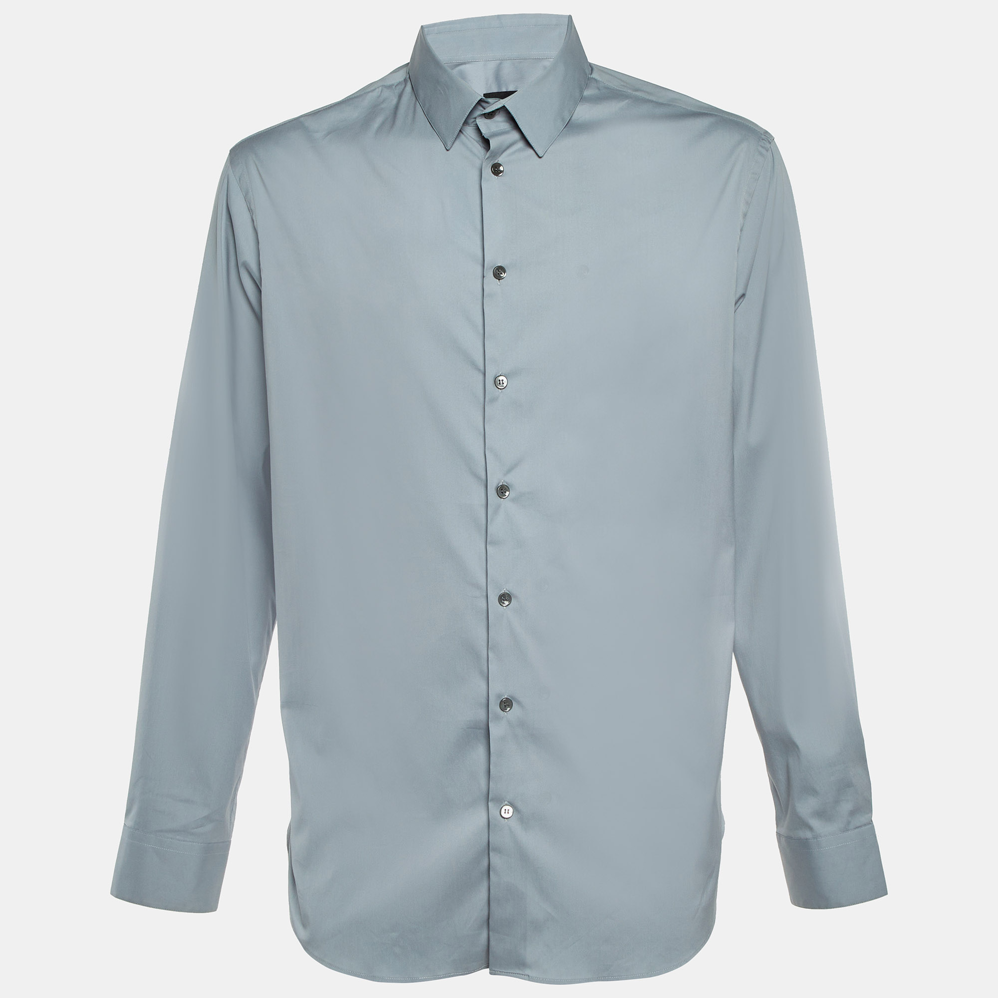 

Giorgio Armani Grey Cotton Button Front Long Sleeve Shirt XXL, Blue