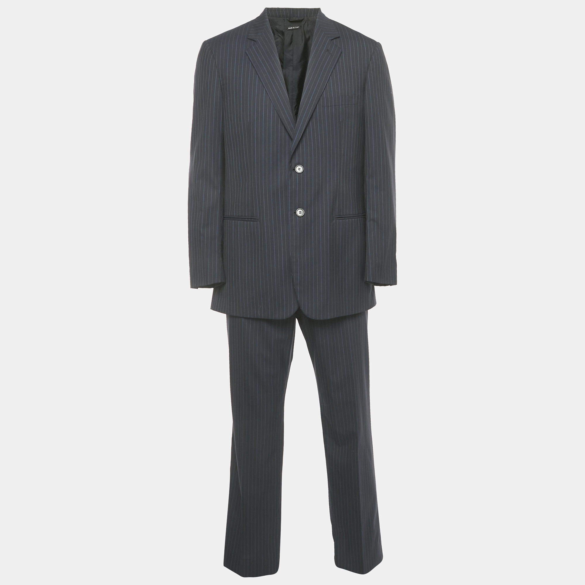 

Giorgio Armani Navy Blue Striped Wool Tailored Suit XXL