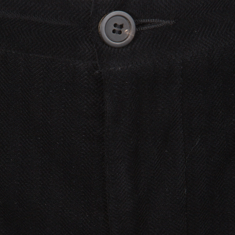 Pre-owned Giorgio Armani Black Velvet Chevron Pattern Pants Xl