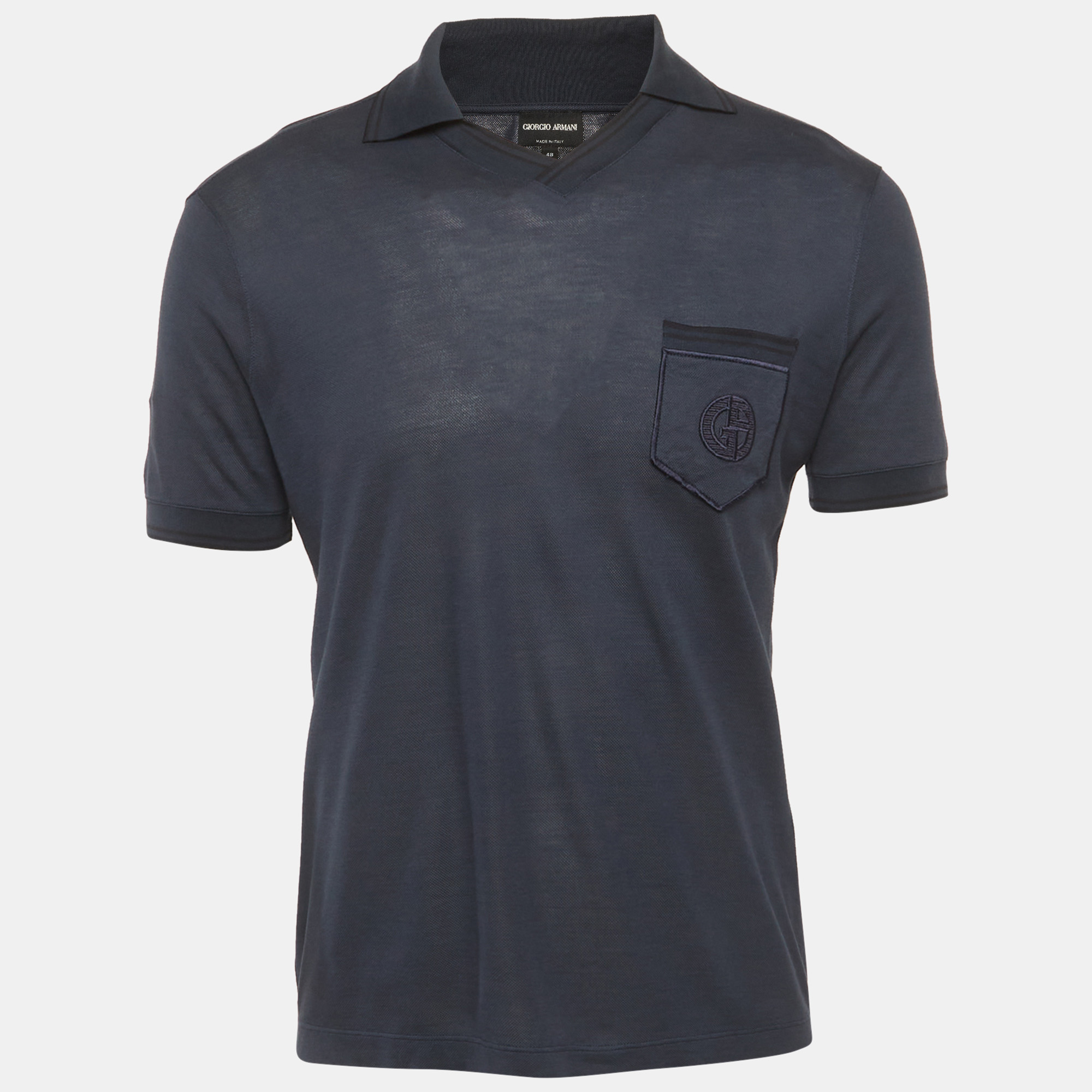 

Giorgio Armani Navy Blue Pique Polo T-Shirt M