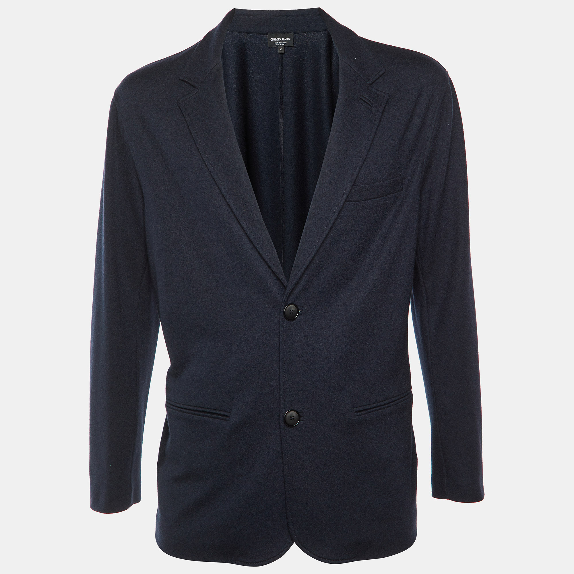 

Giorgio Armani Navy Blue Cashmere Button Front Blazer XL