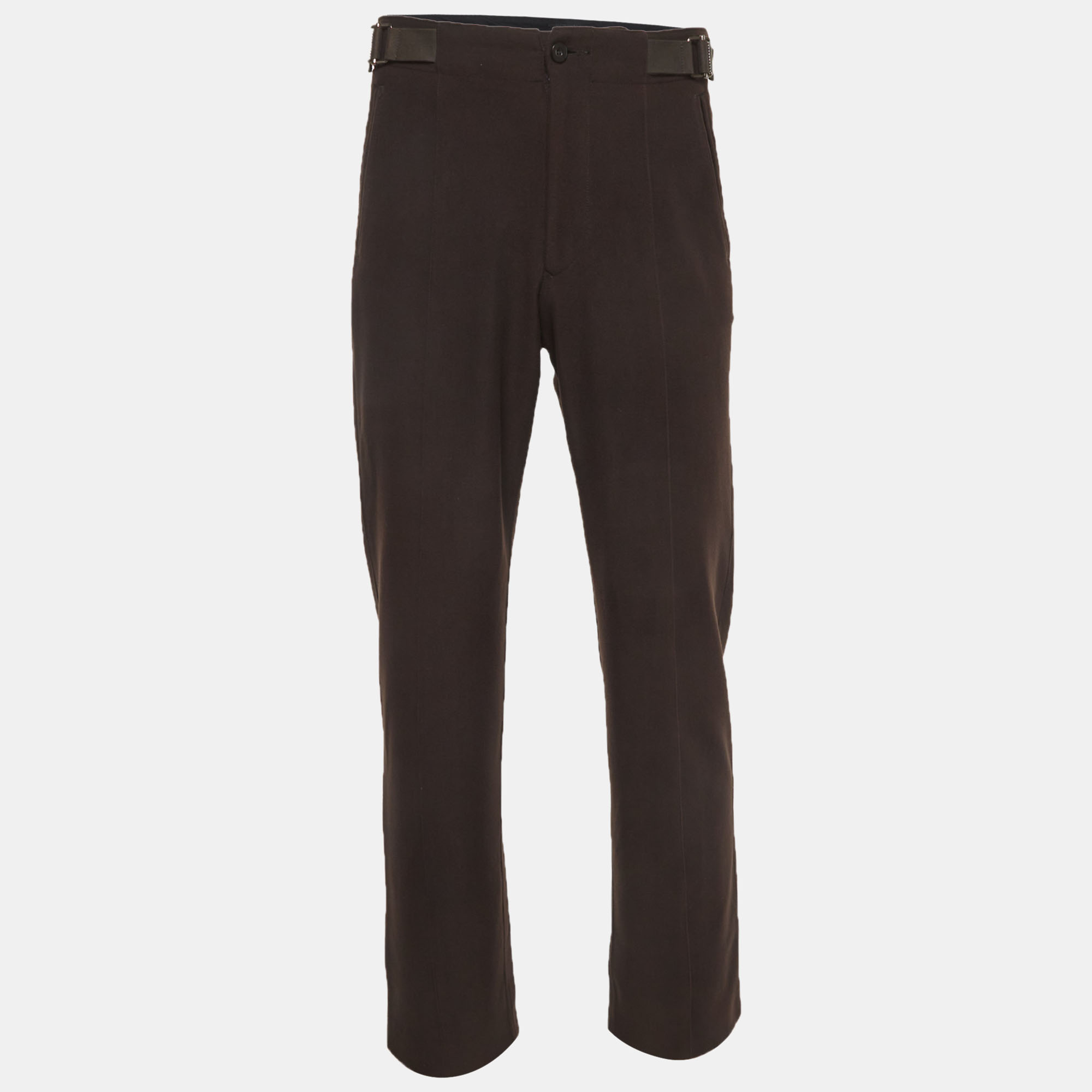 

Giorgio Armani Brown Synthetic Buckled Straight Leg Trousers L