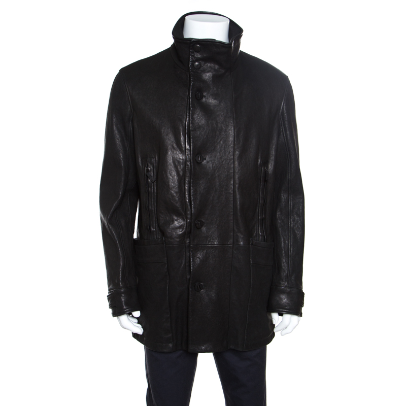 Giorgio Armani Black Lambskin Leather 