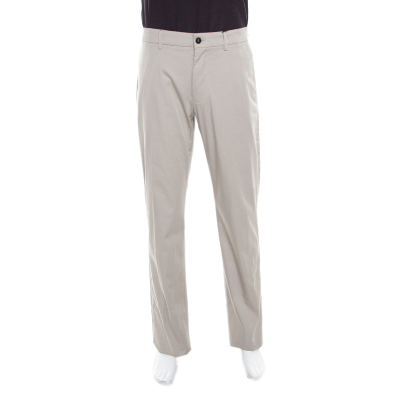 Pre Owned Giorgio Armani Beige Cotton Stretch Tailored Trousers XL