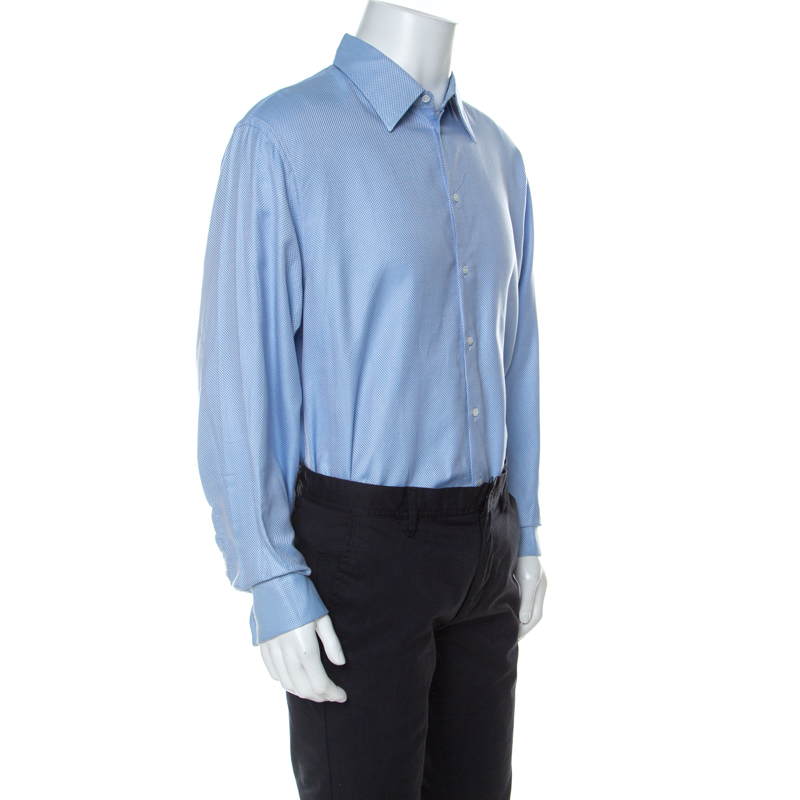 

Giorgio Armani Classico Light Blue Cotton Woven Long Sleeve Shirt 3XL