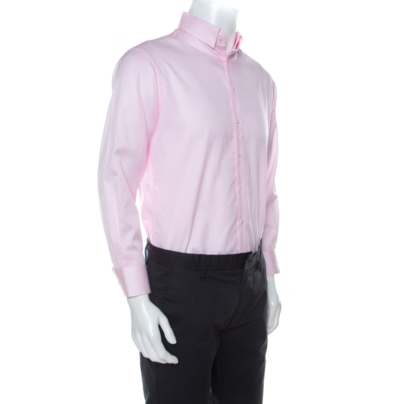 

Giorgio Armani Pink Cotton Long Sleeve Button Front Shirt