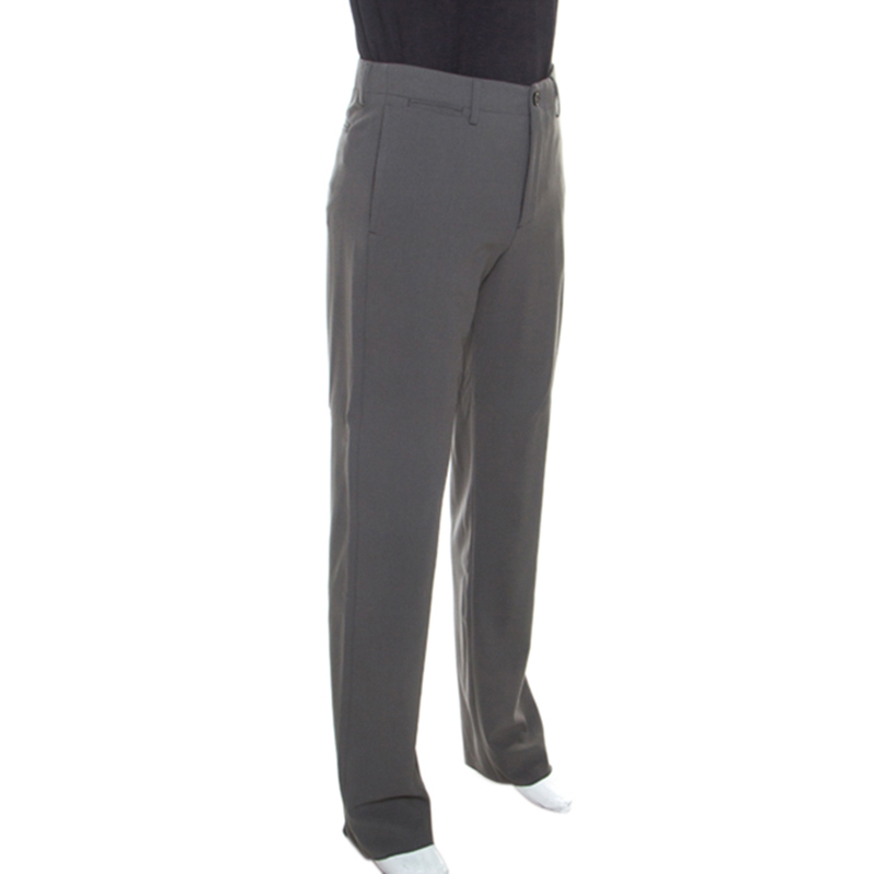 

Giorgio Armani Grey Wool Straight Fit Trousers