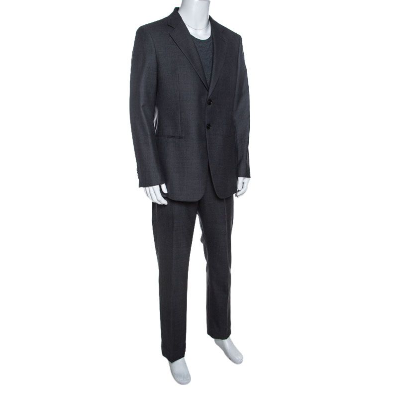 

Giorgio Armani Grey Wool Trader Blu Suit 3XL