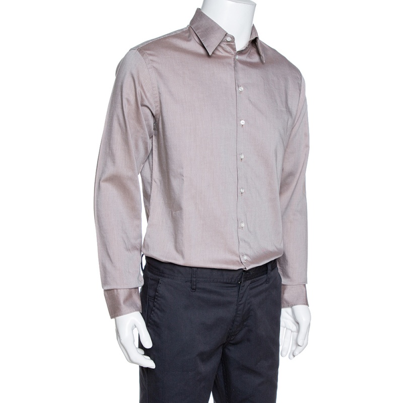 

Giorgio Armani Brown Diagonal Striped Cotton Long Sleeve Shirt