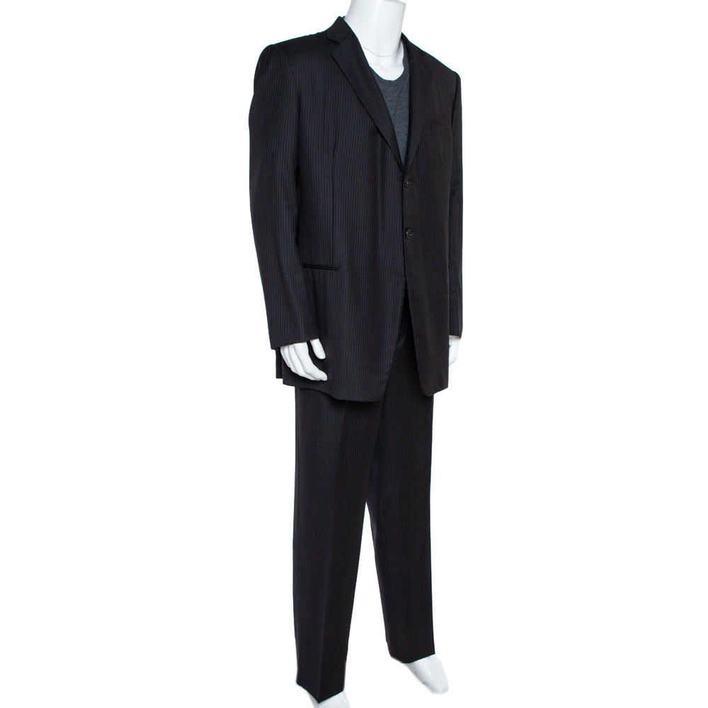 

Giorgio Armani Borgo 21 Black Wool Pinstriped Suit