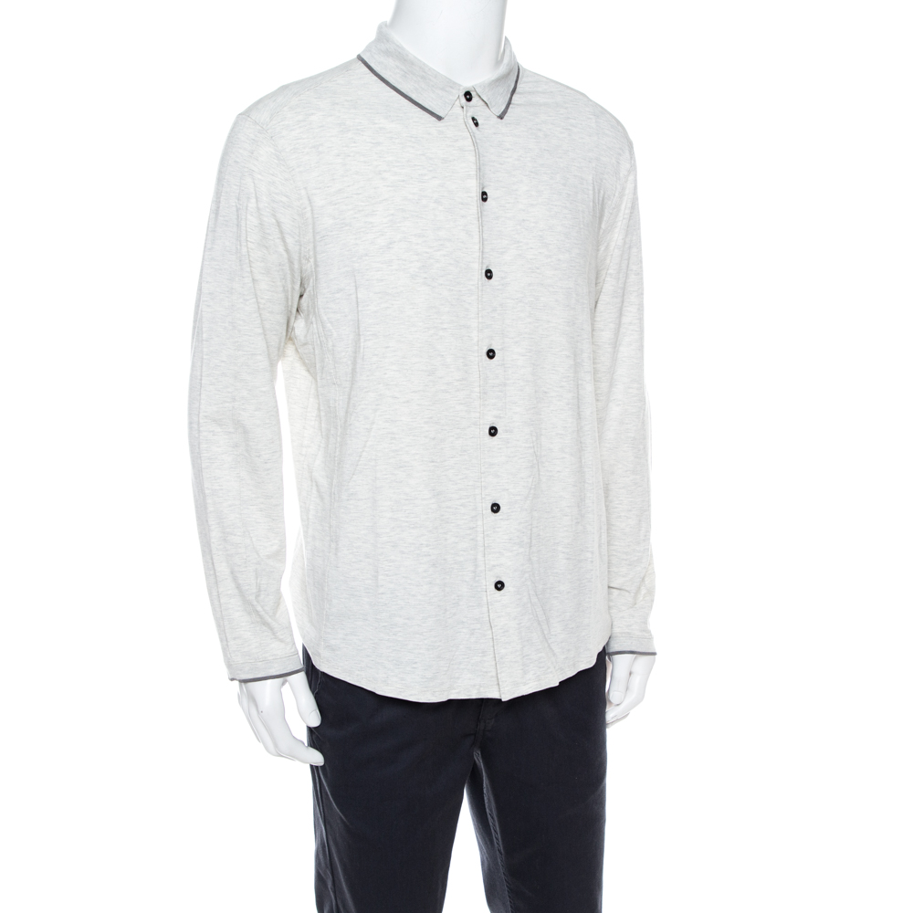 

Giorgio Armani Light Grey Jersey Button Front Long Sleeve Shirt 3XL