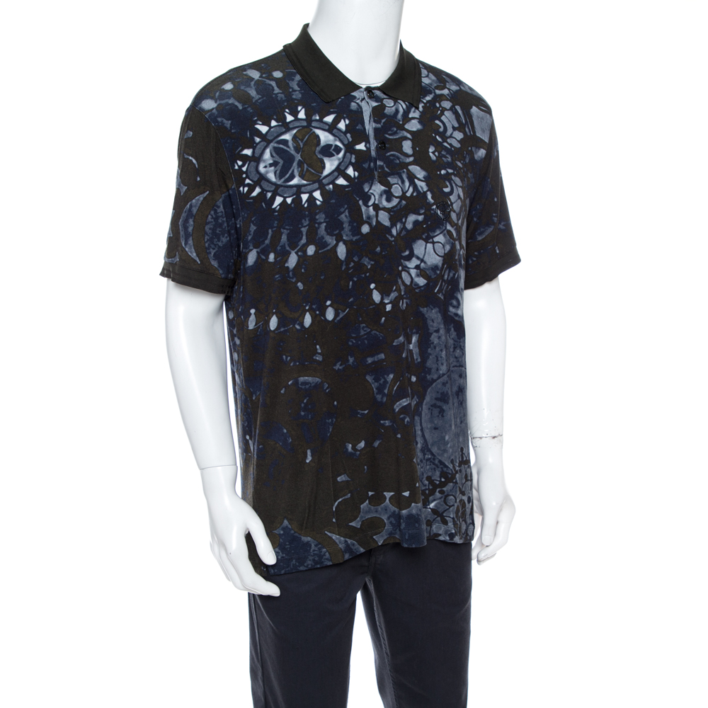 

Giorgio Armani Dark Green & Navy Blue Knit Abstract Print T Shirt
