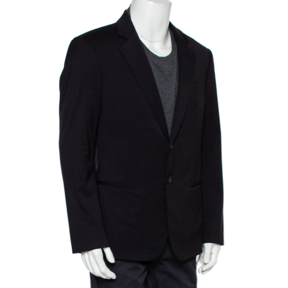 

Giorgio Armani Navy Blue Wool Super 150's Button Front Blazer