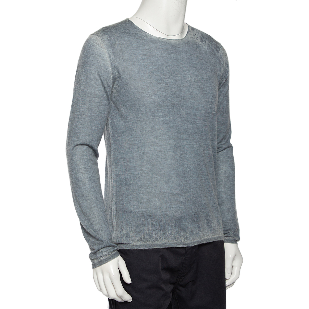 

Giorgio Armani Grey Washed Out Effect Cashmere Lightweight Sweater