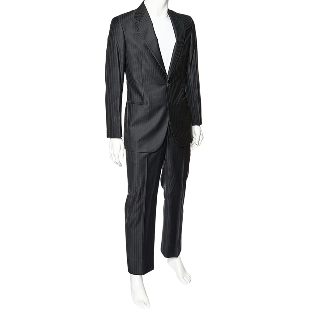 

Giorgio Armani Black Striped Wool Super 160's Suit