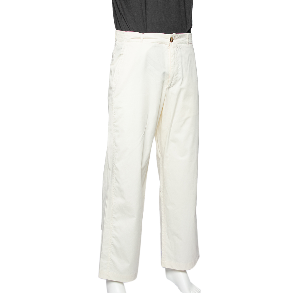 

Giorgio Armani Off White Cotton Straight Leg Pants