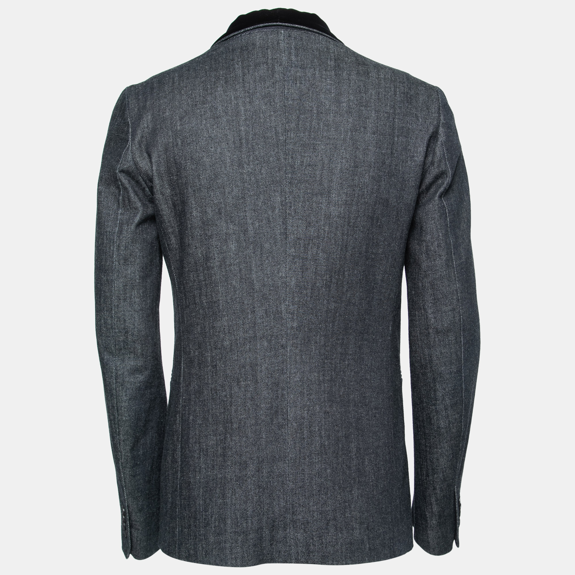 

Giorgio Armani Dark Blue Denim Velvet-Lapel Tuxedo Jacket