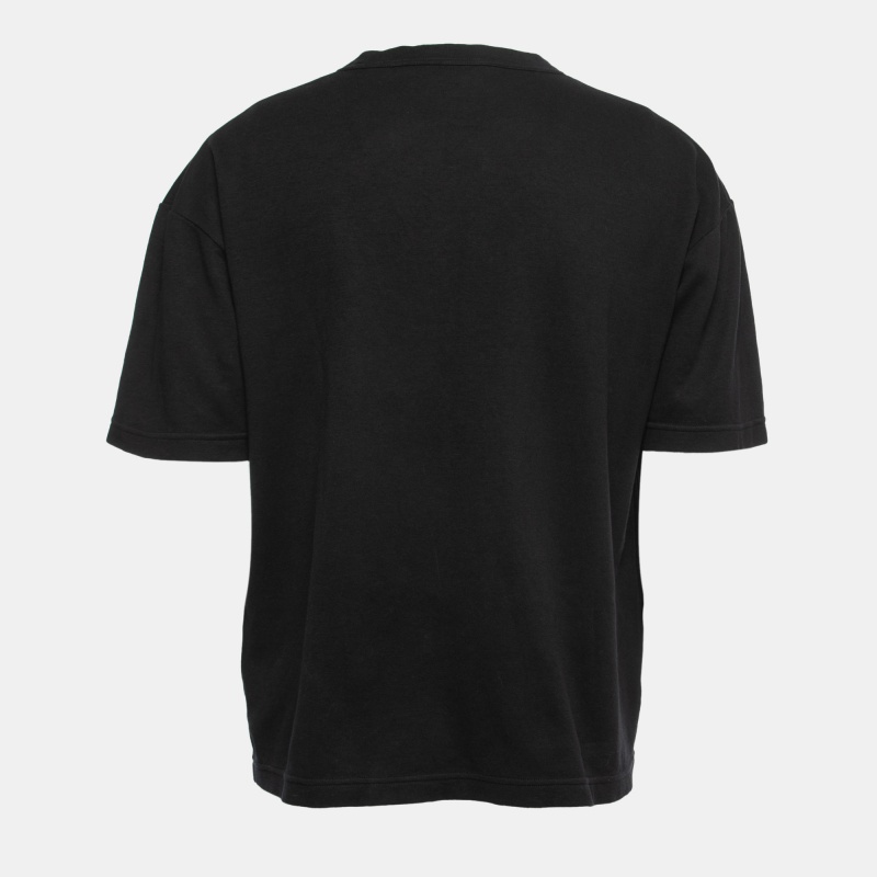 

Giorgio Armani Black Cotton Knit Logo Detail Round Neck T-Shirt