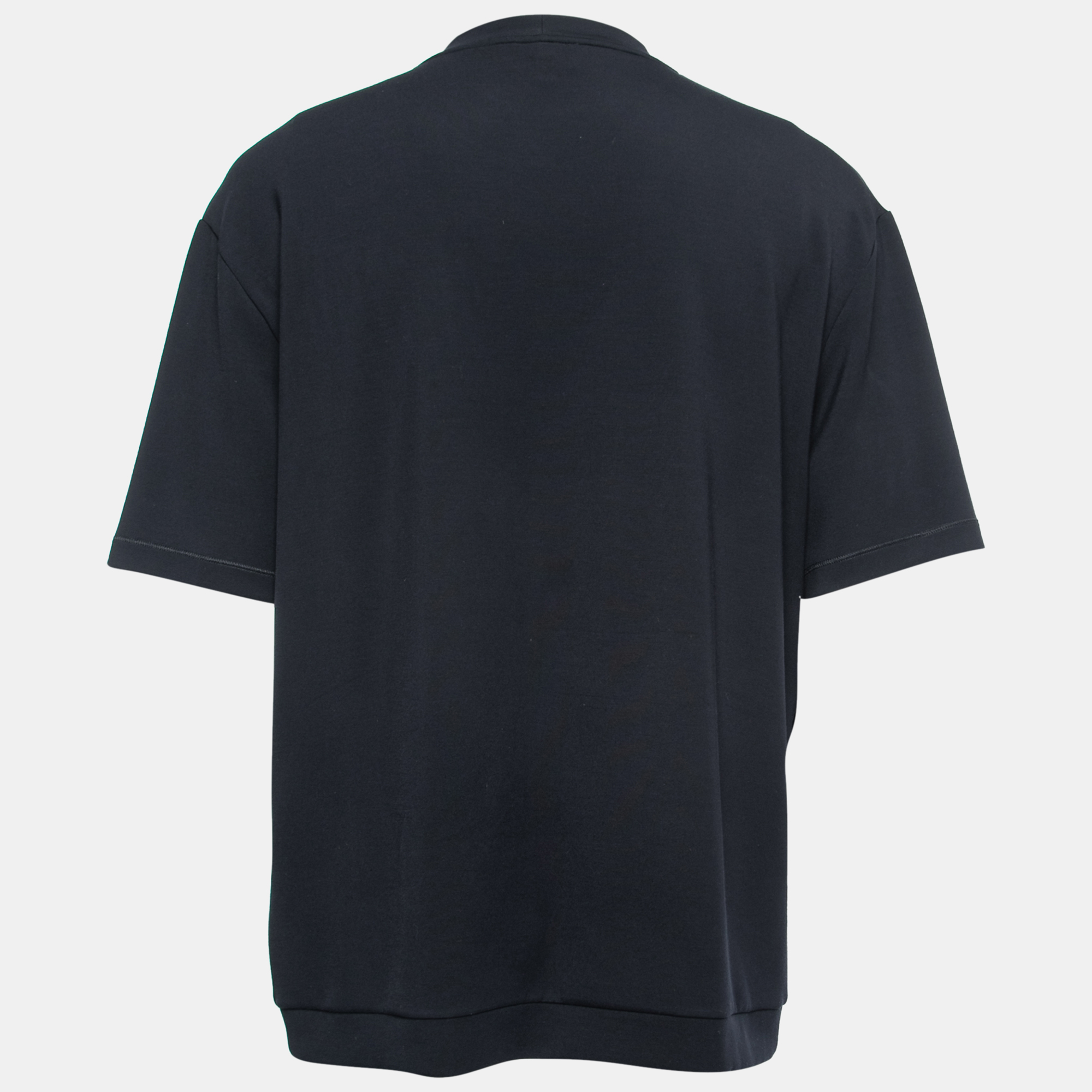 

Giorgio Armani Navy Blue Flocked Logo Detail Modal Knit T-Shirt 3XL