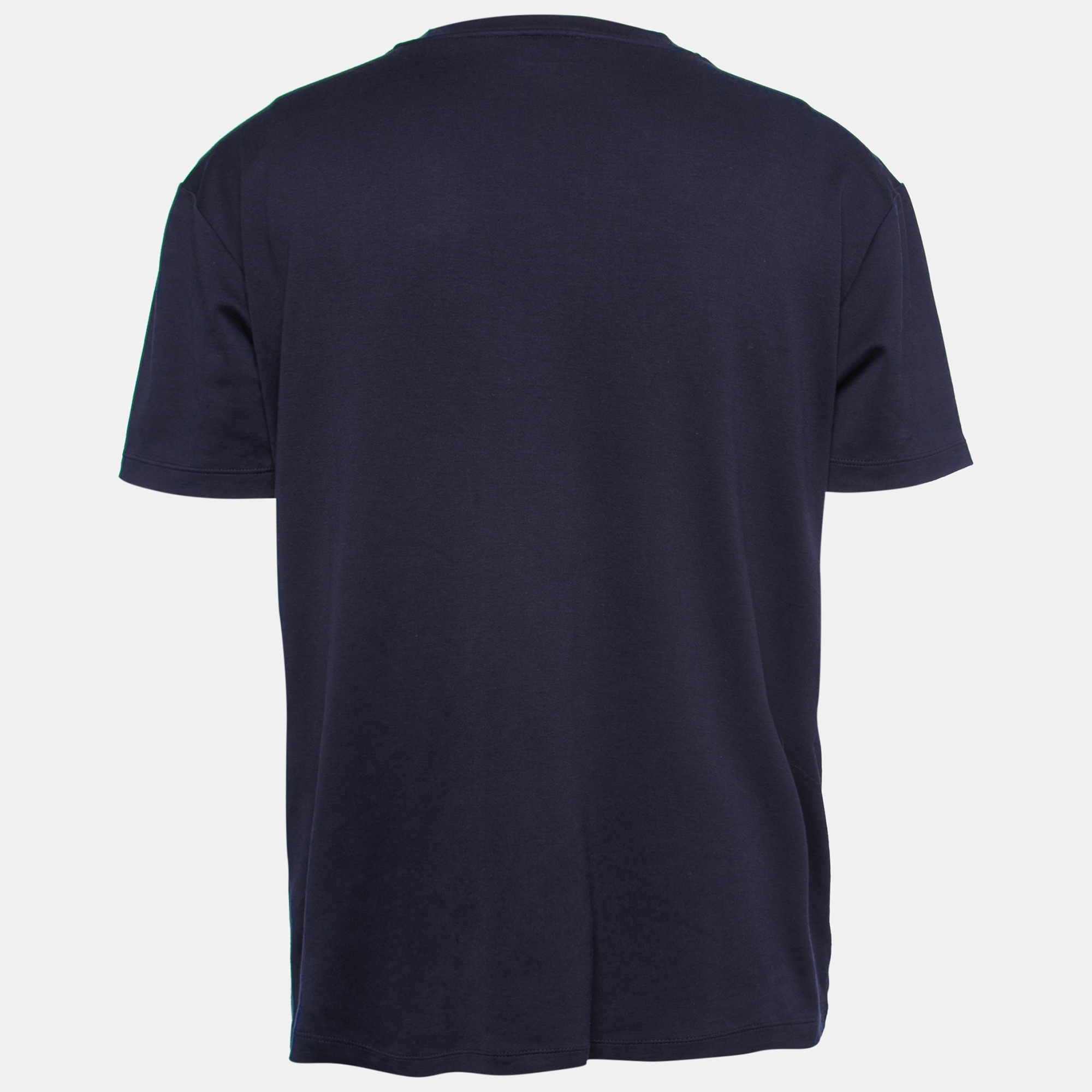 

Giorgio Armani Navy Blue Cotton Knit Logo Detail T-Shirt 3XL