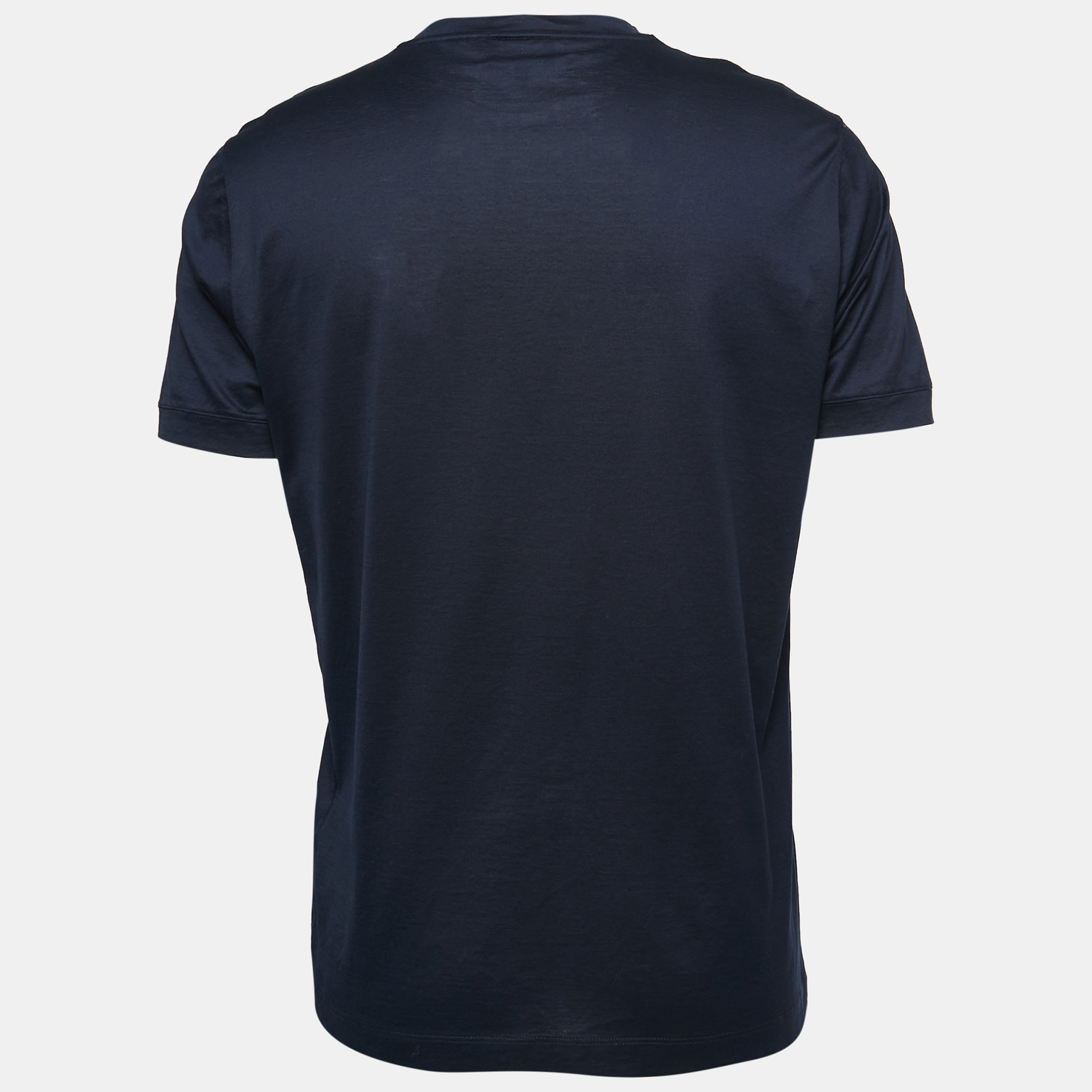 

Giorgio Armani Navy Blue Cotton Logo Patch Detail T-Shirt 2XL