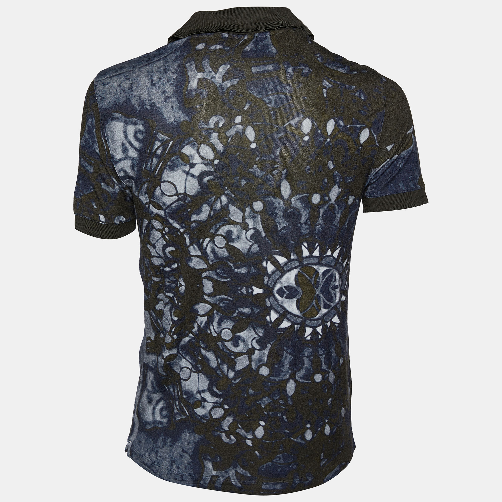 

Giorgio Armani Dark Green & Navy Blue Knit Abstract Print T Shirt