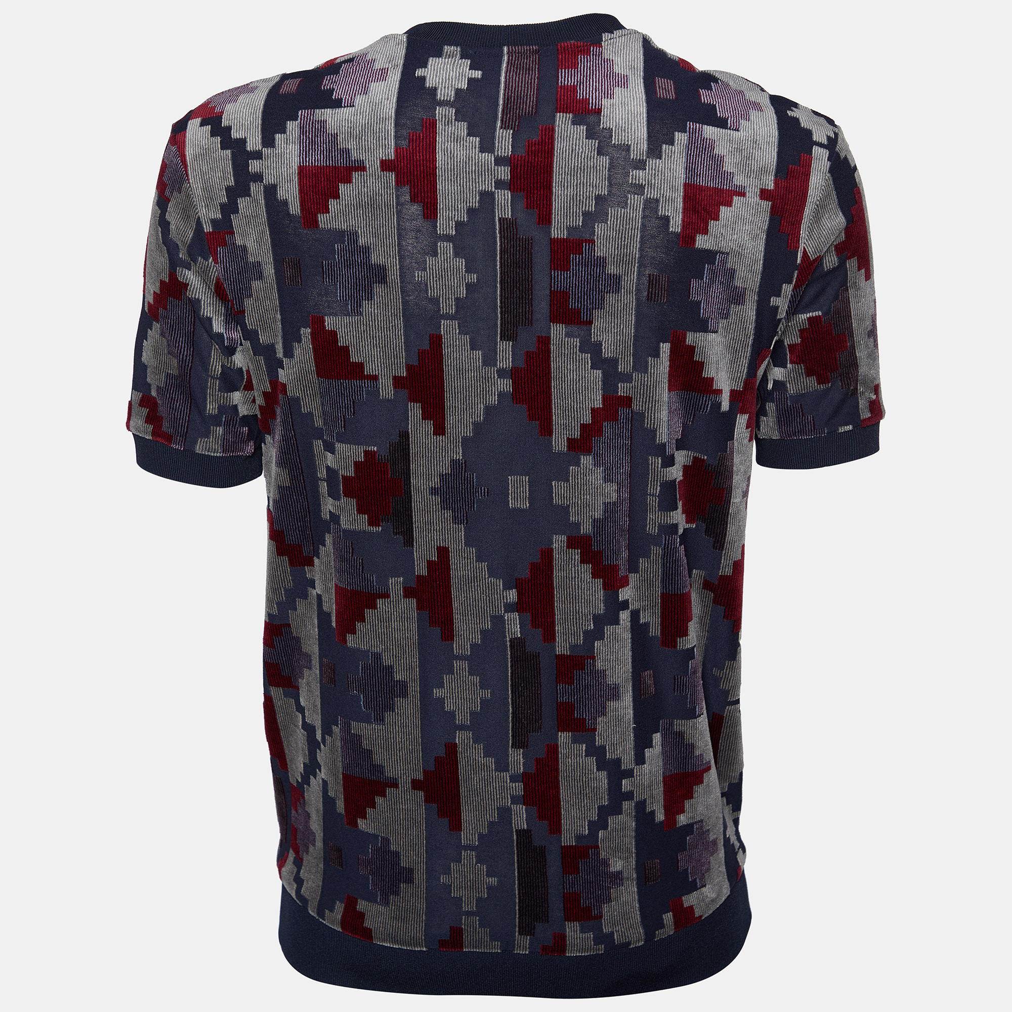 

Giorgio Armani Multicolor Geometric Pattern Devore T-Shirt