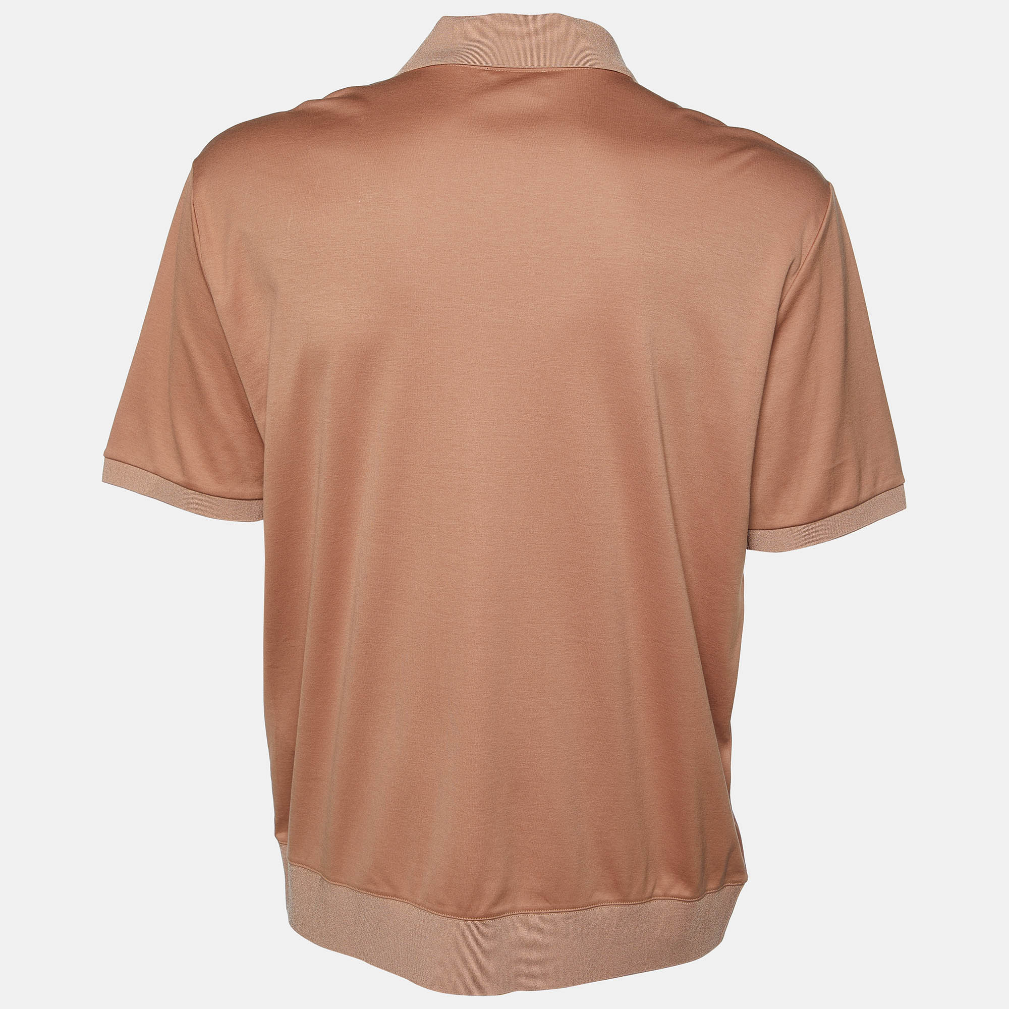 

Giorgio Armani Brown Cotton Knit Logo Embroidered Polo T-Shirt
