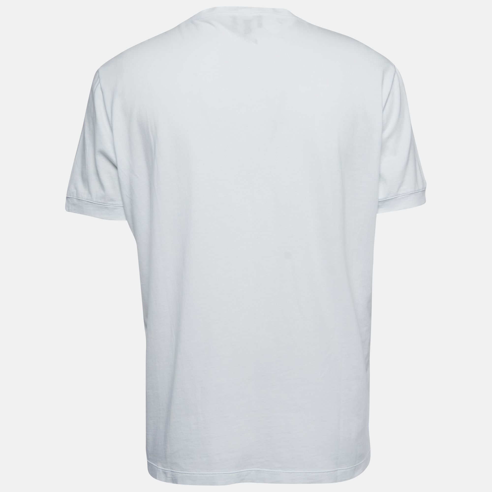 

Giorgio Armani White Logo Print Cotton Crew Neck T-Shirt