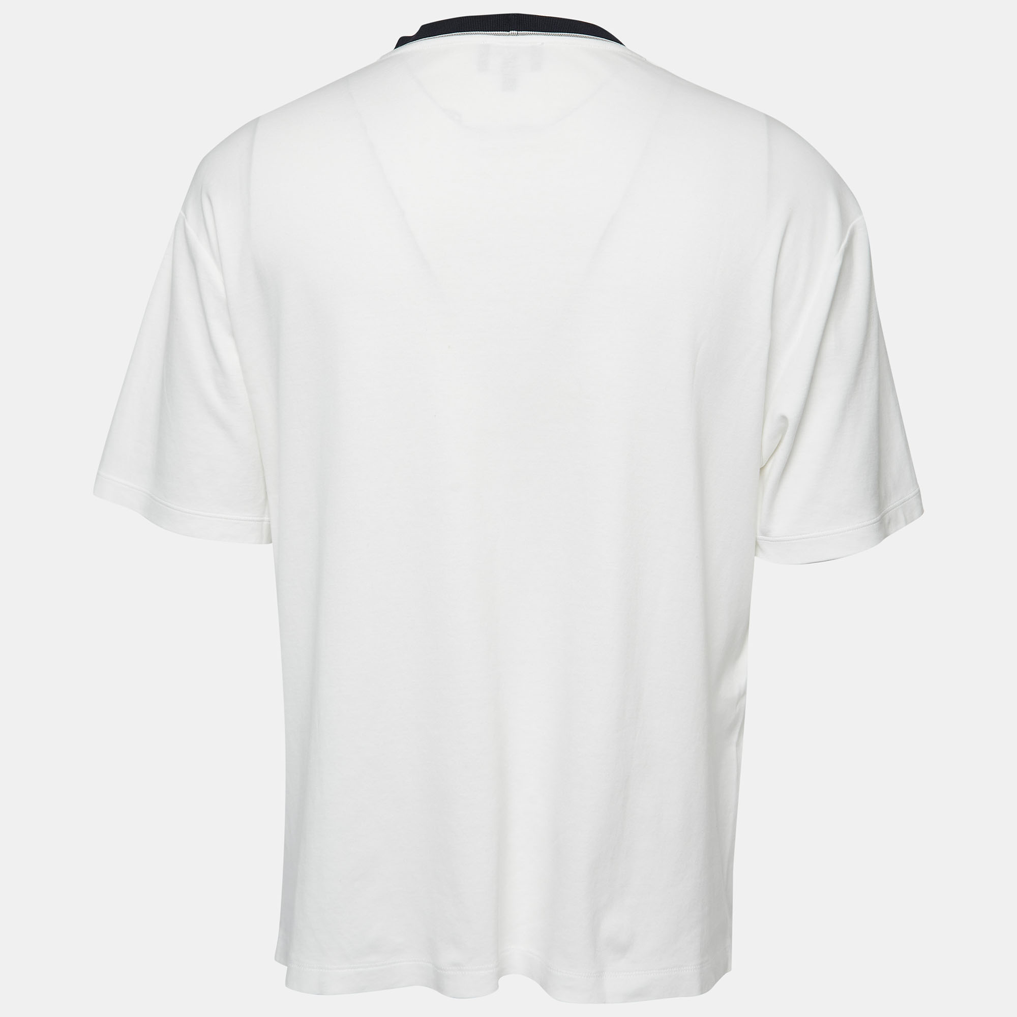 

Giorgio Armani White Cotton Signature Logo Embroidered T-Shirt 3XL