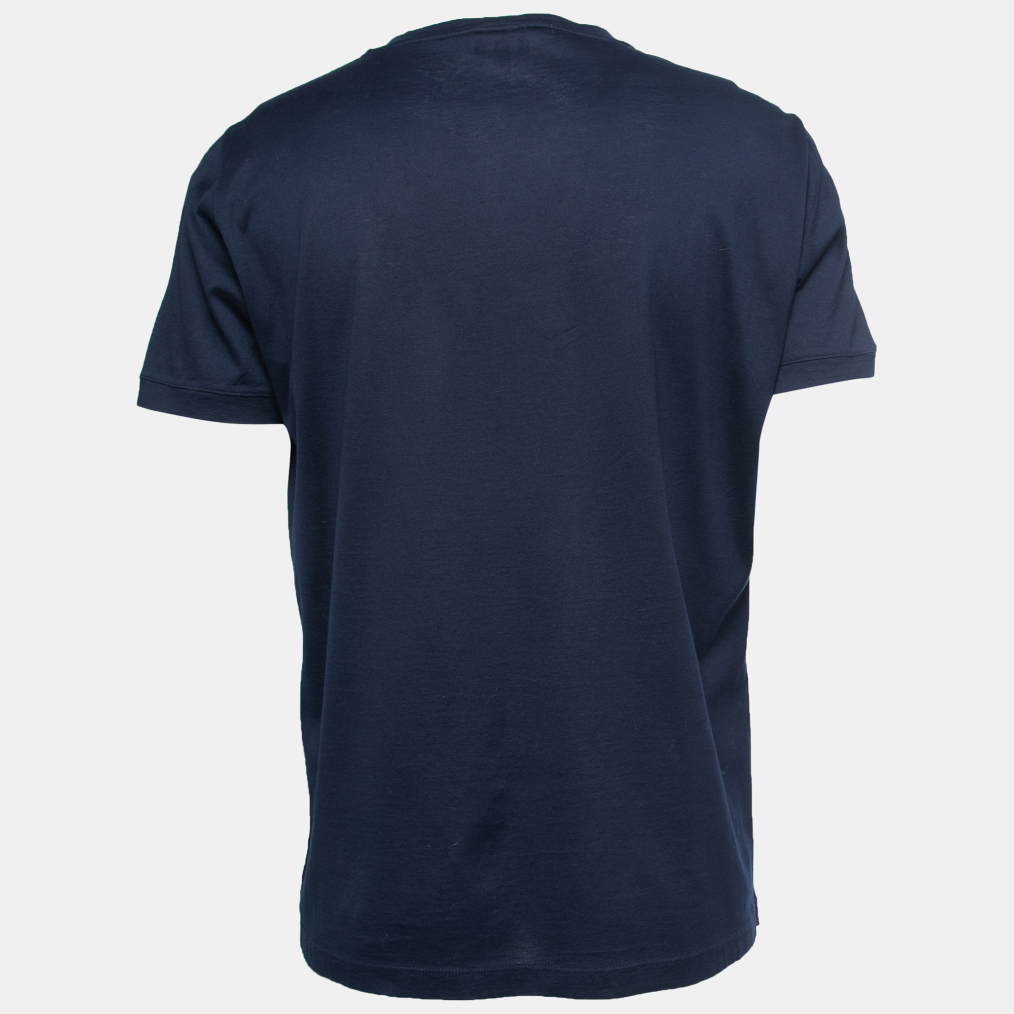 

Giorgio Armani Navy Blue Logo Print Cotton Crew Neck T-Shirt 3XL