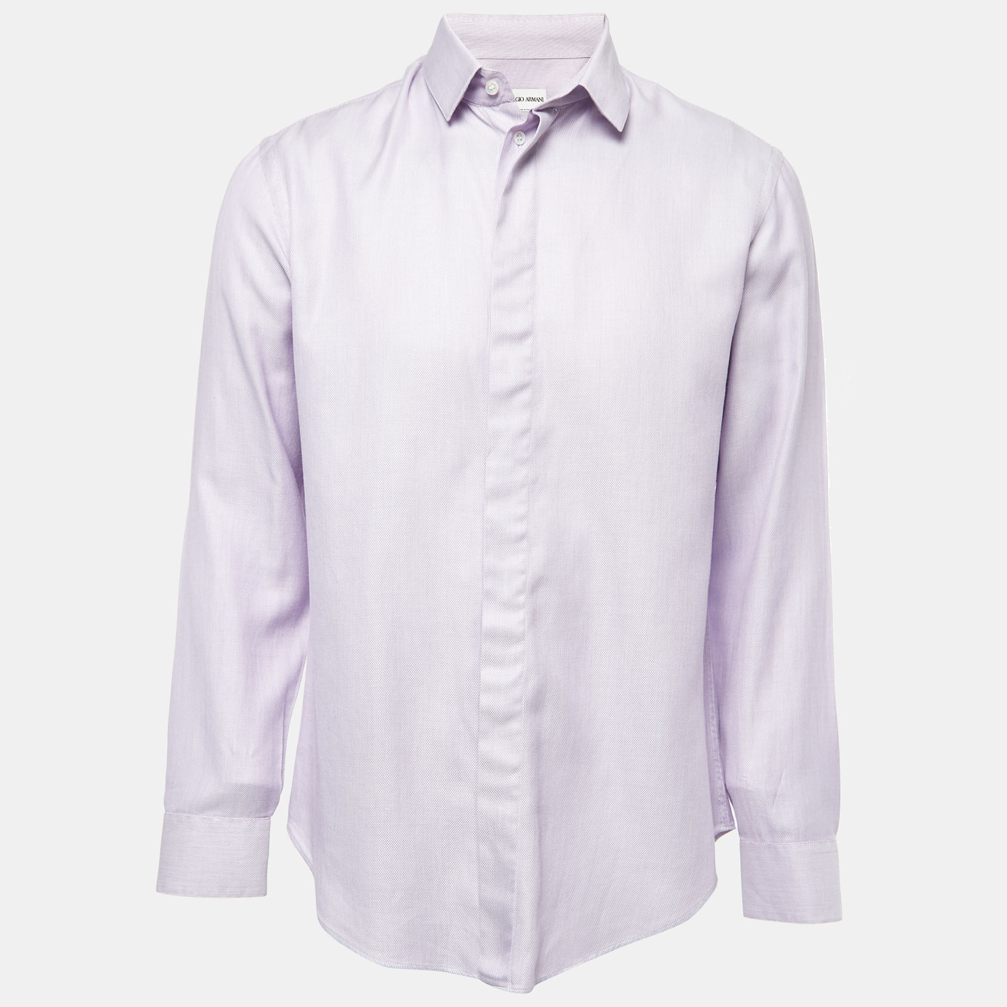 Pre-owned Giorgio Armani Purple Cotton Button Front Shirt M
