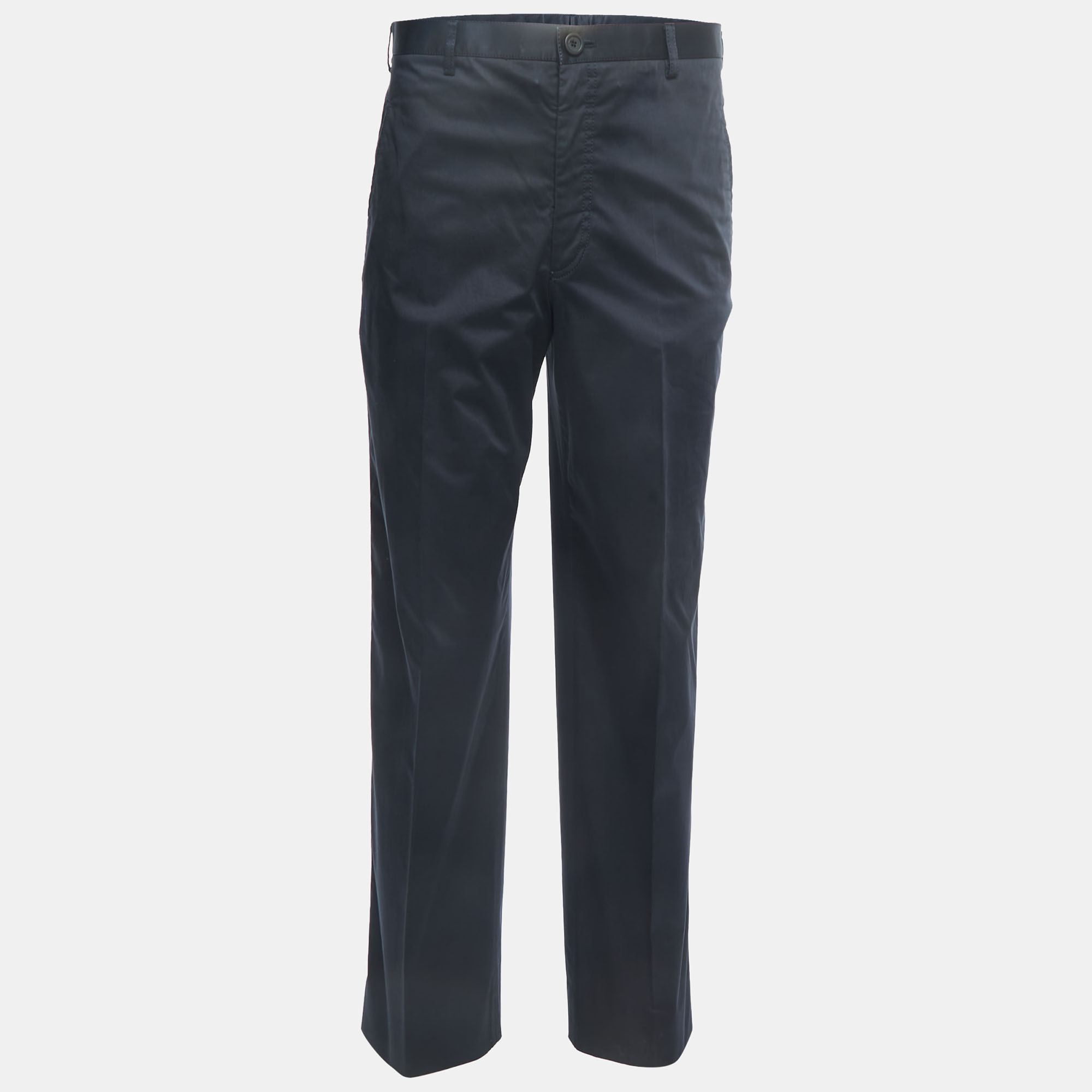 Pre-owned Giorgio Armani Navy Blue Cotton Trousers Xxl