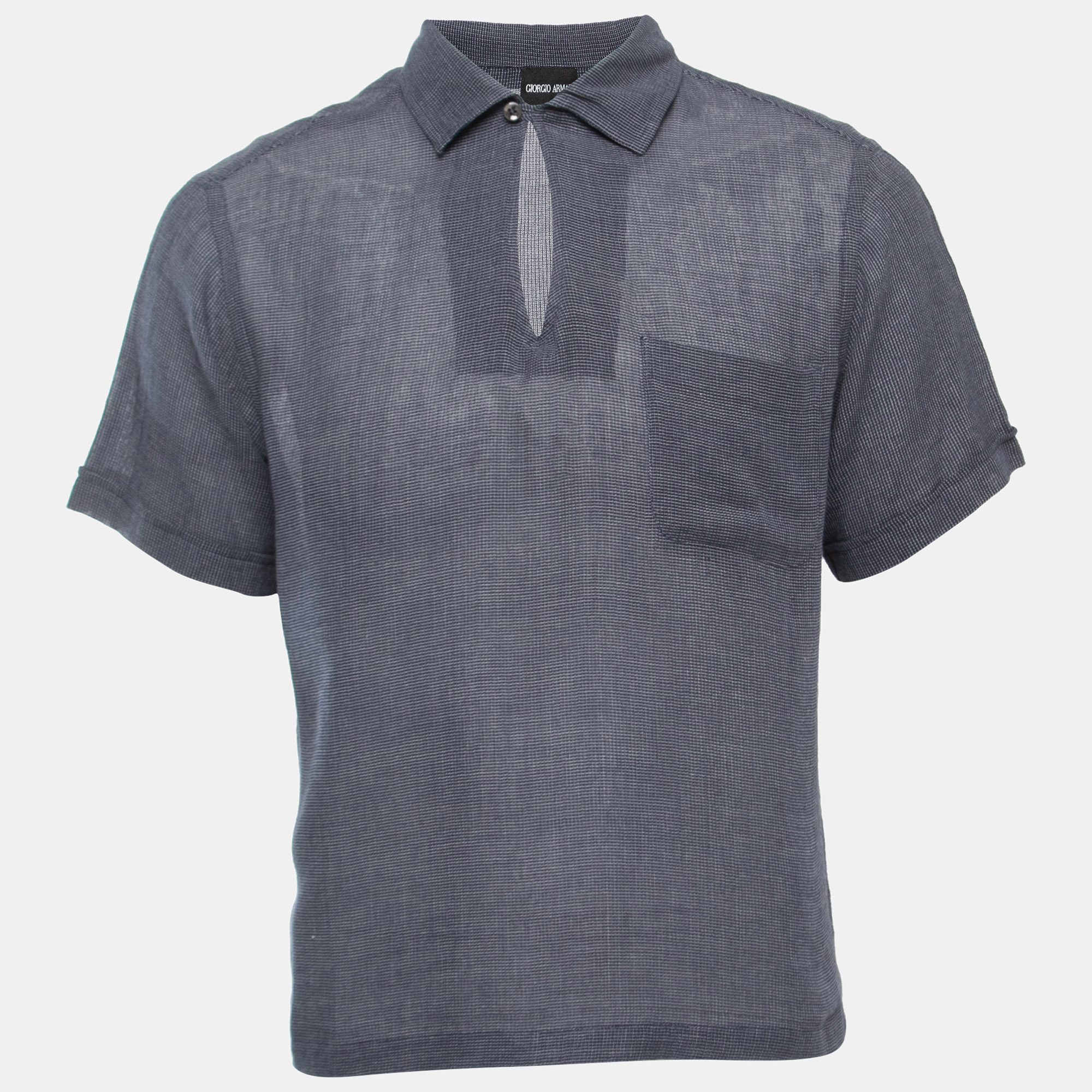 

Giorgio Armani Navy Blue Cotton Half Sleeve Shirt