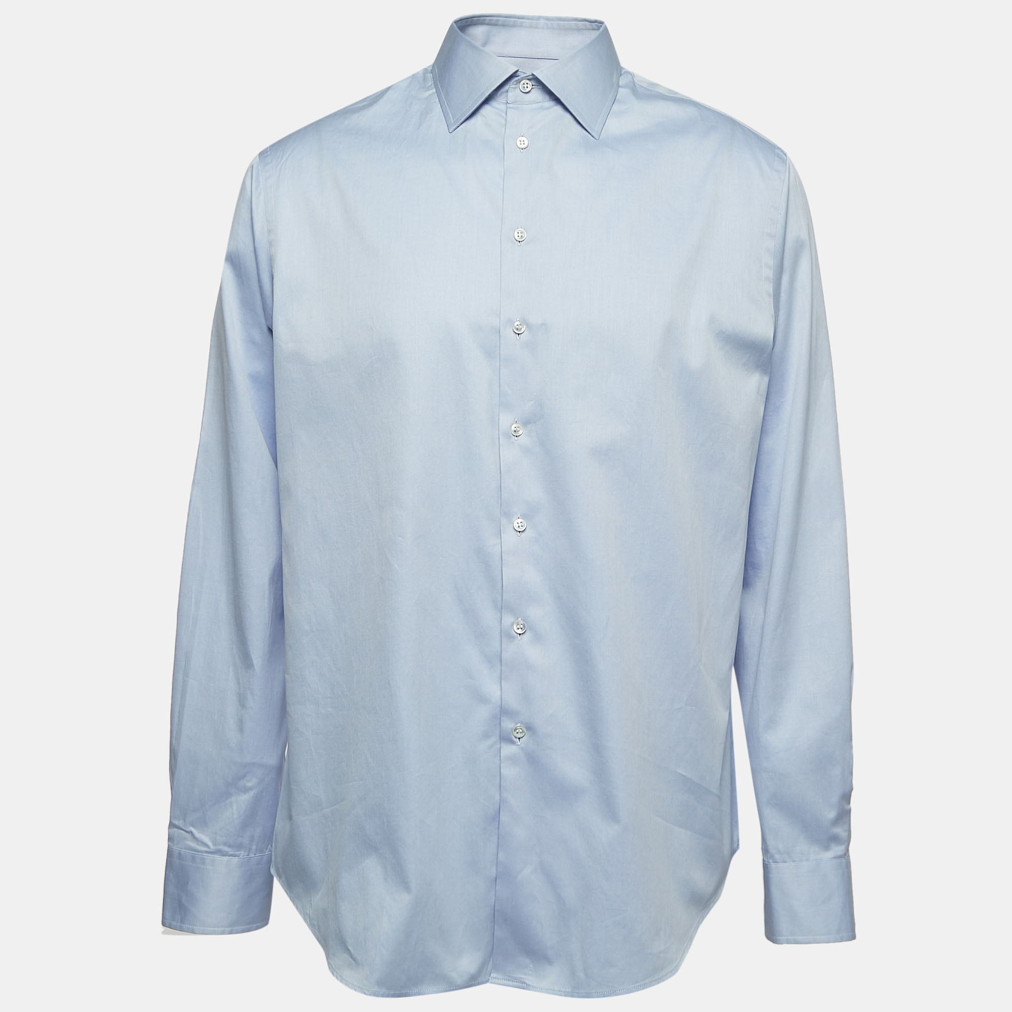 

Giorgio Armani Blue Cotton Button Front Shirt 2XL