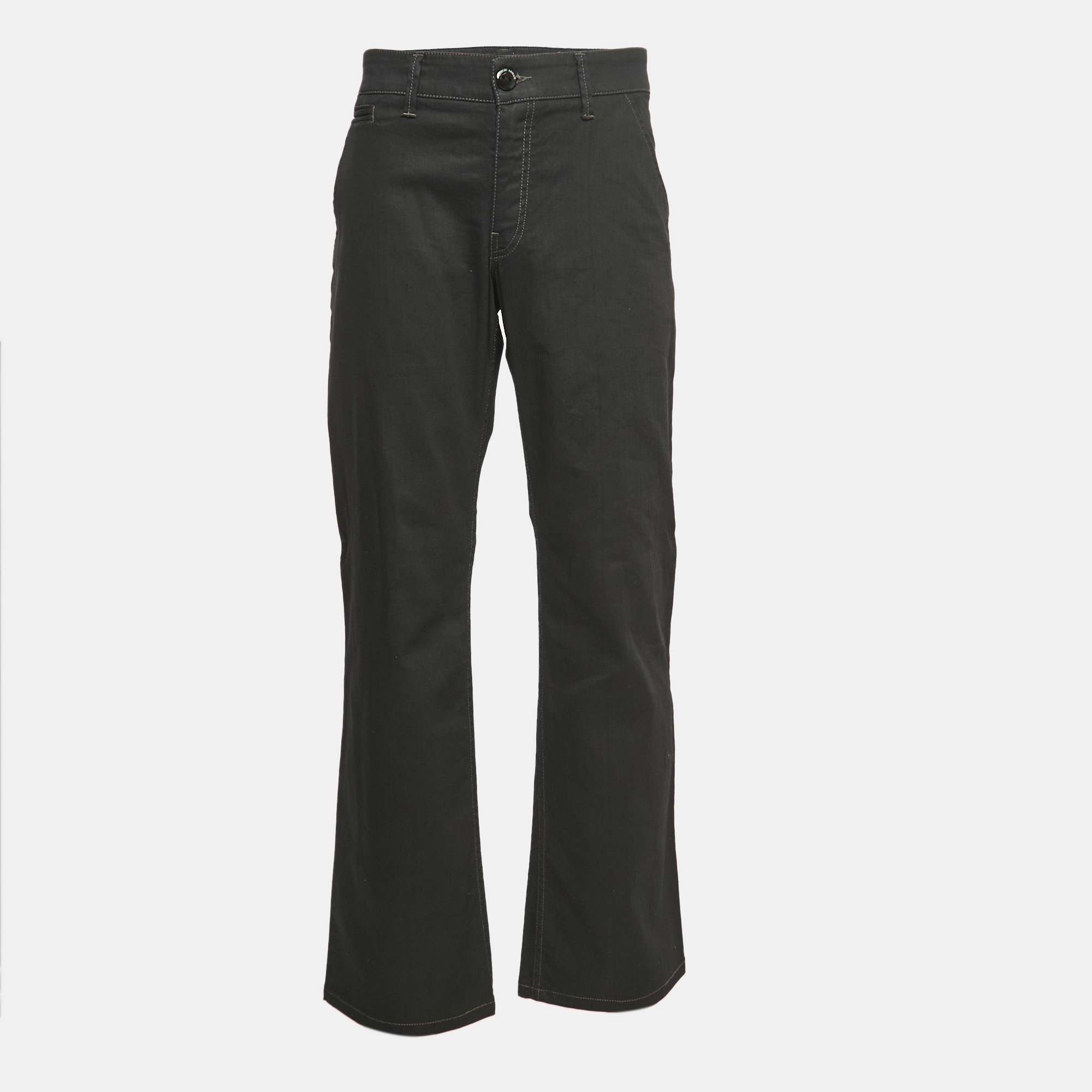 Pre-owned Giorgio Armani Black Denim Straight Fit Jeans 3xl Waist 38"